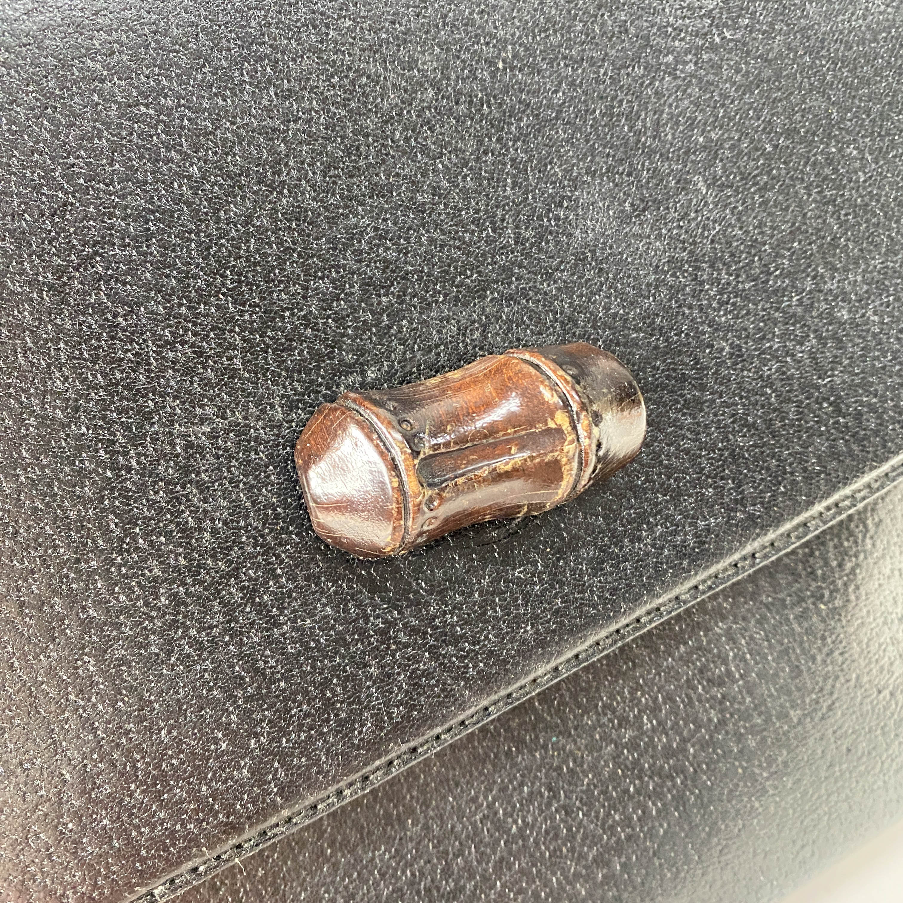 Bamboo Black Leather Handbag