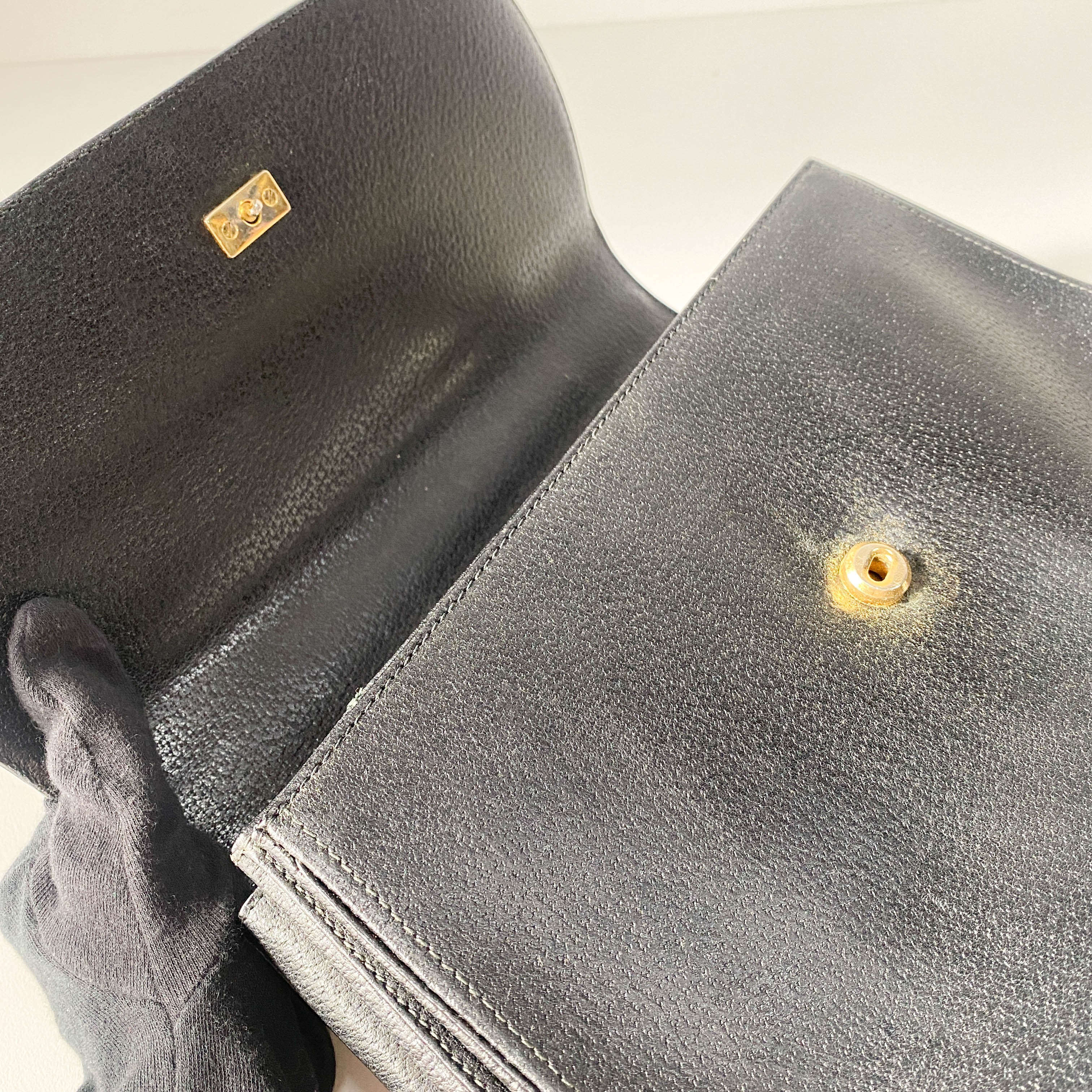 Bamboo Black Leather Handbag