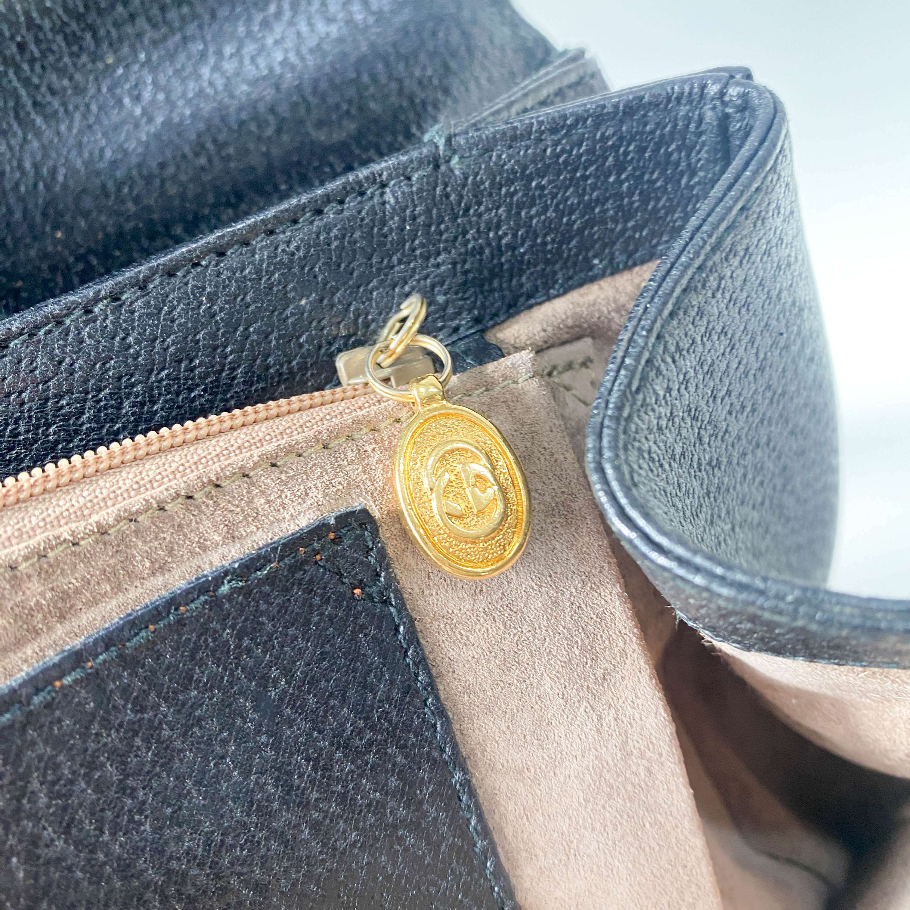 Bamboo Black Leather Handbag