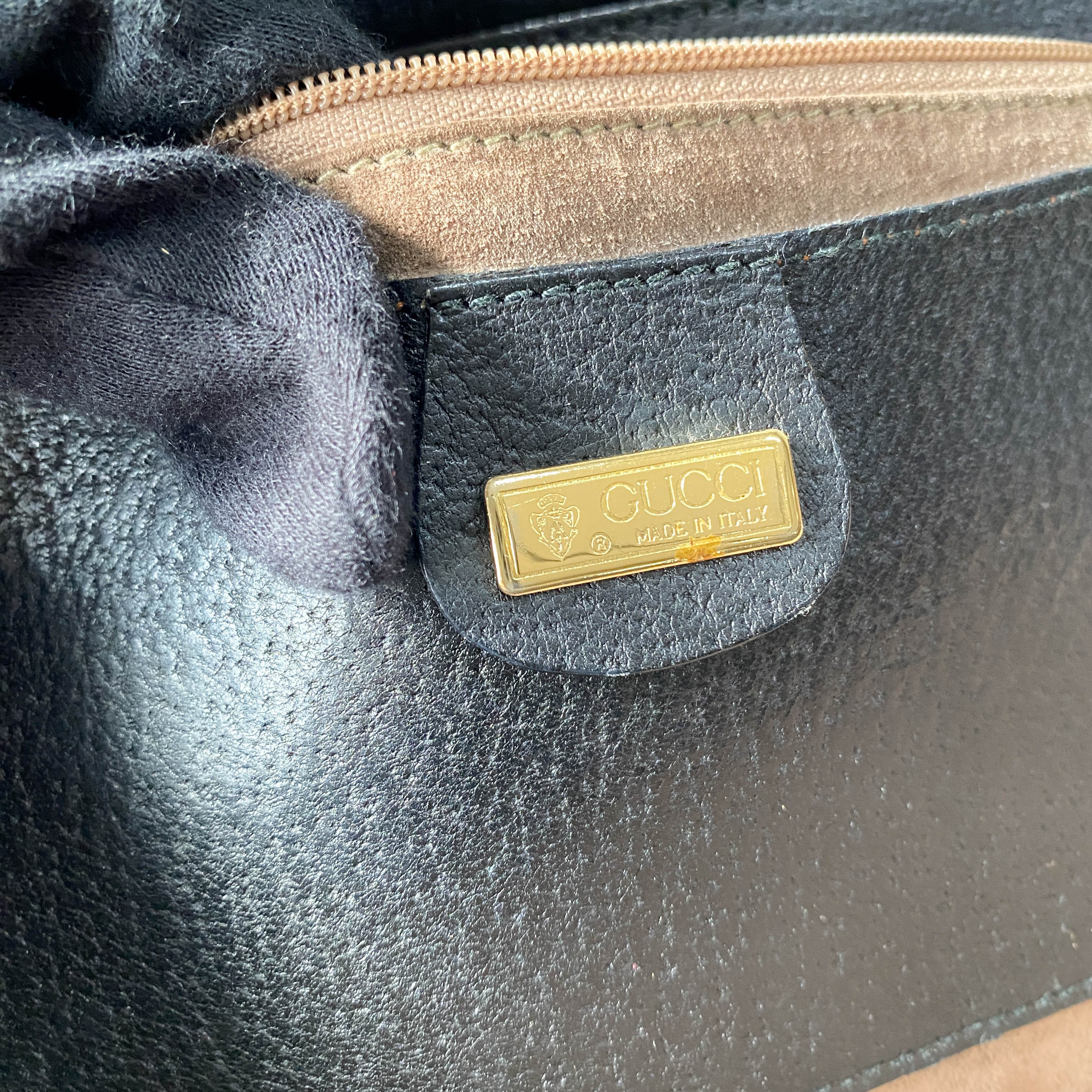 Bamboo Black Leather Handbag