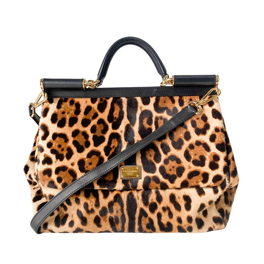 Yellow Jaguar Print Pony Hair Two Way Bag