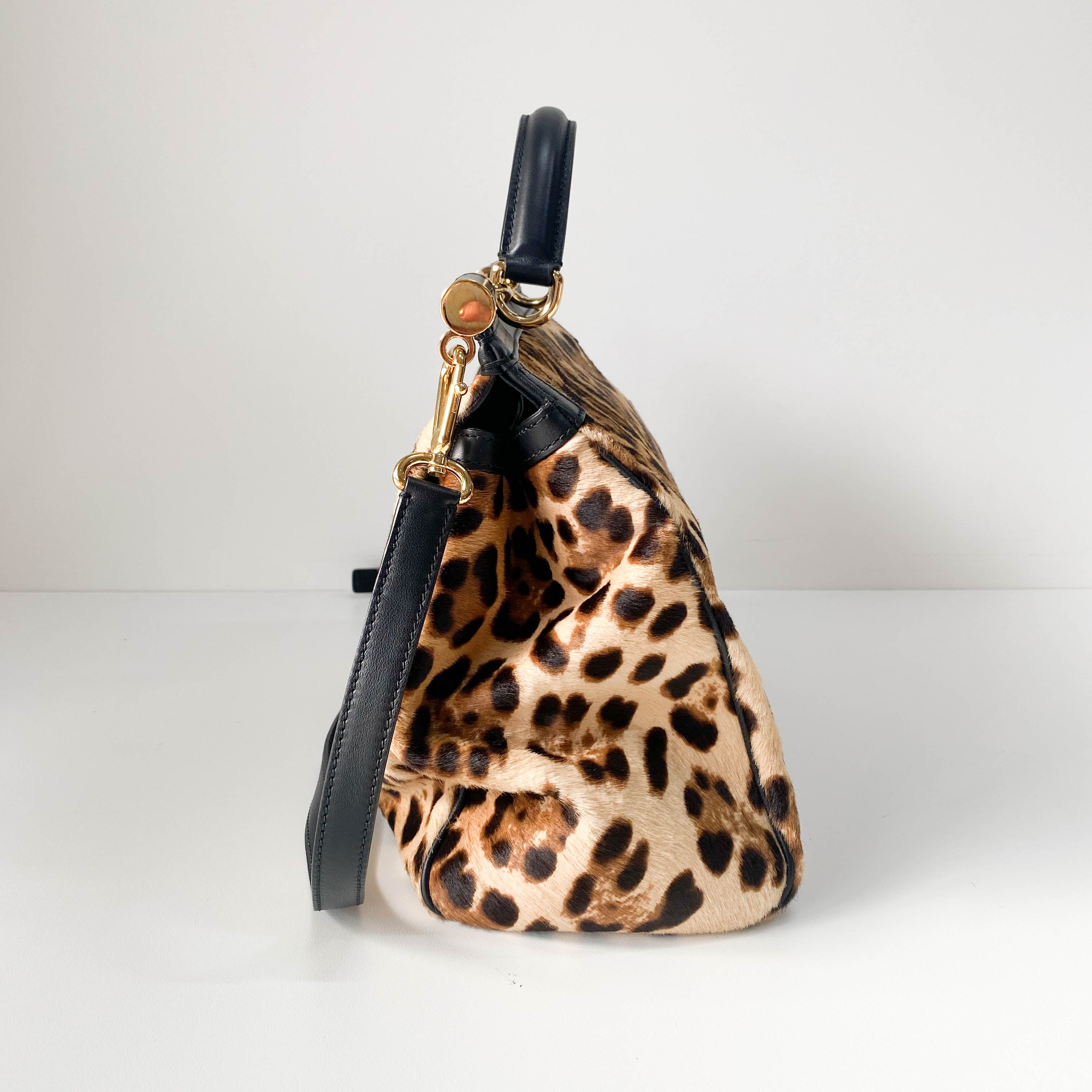 Yellow Jaguar Print Pony Hair Two Way Bag