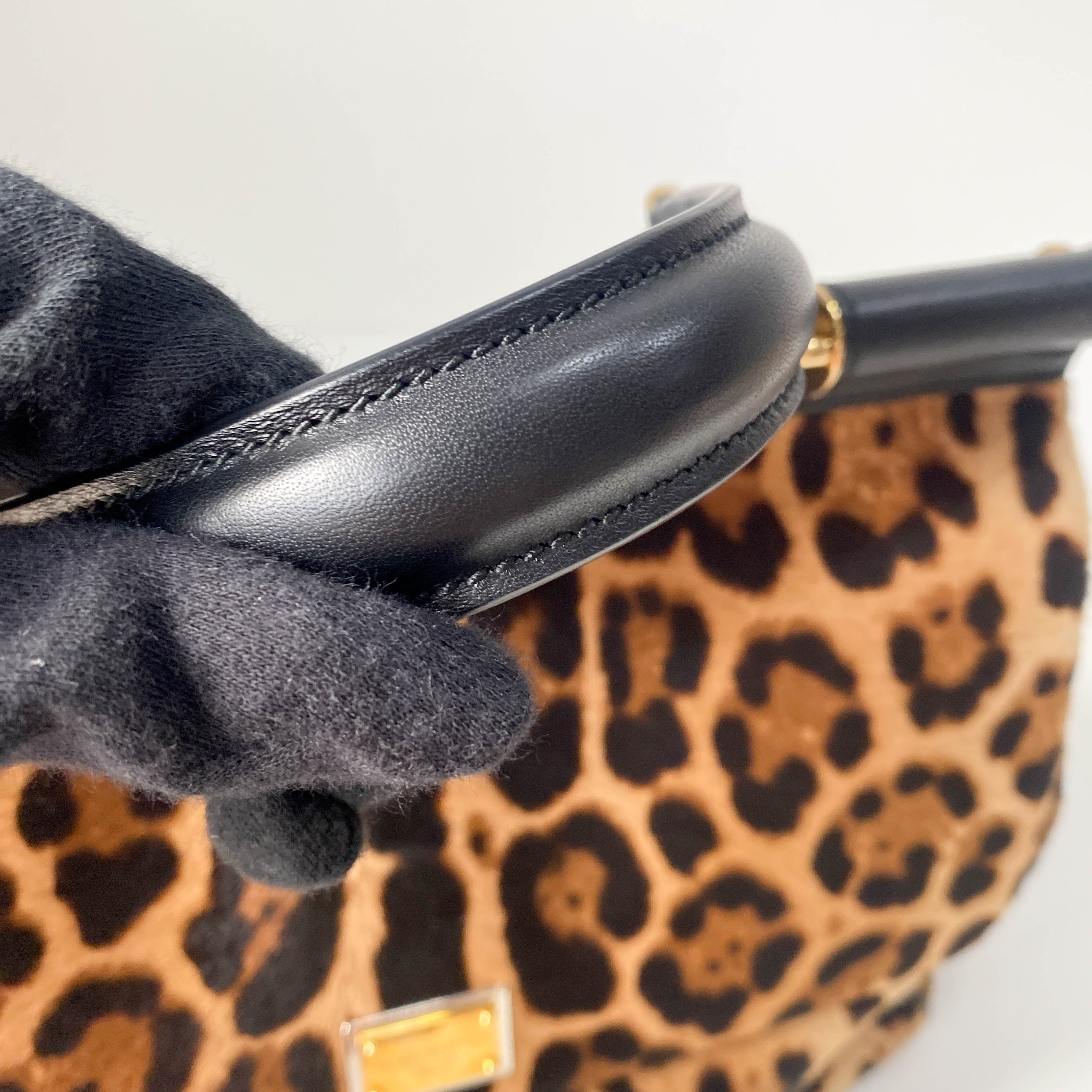 Yellow Jaguar Print Pony Hair Two Way Bag