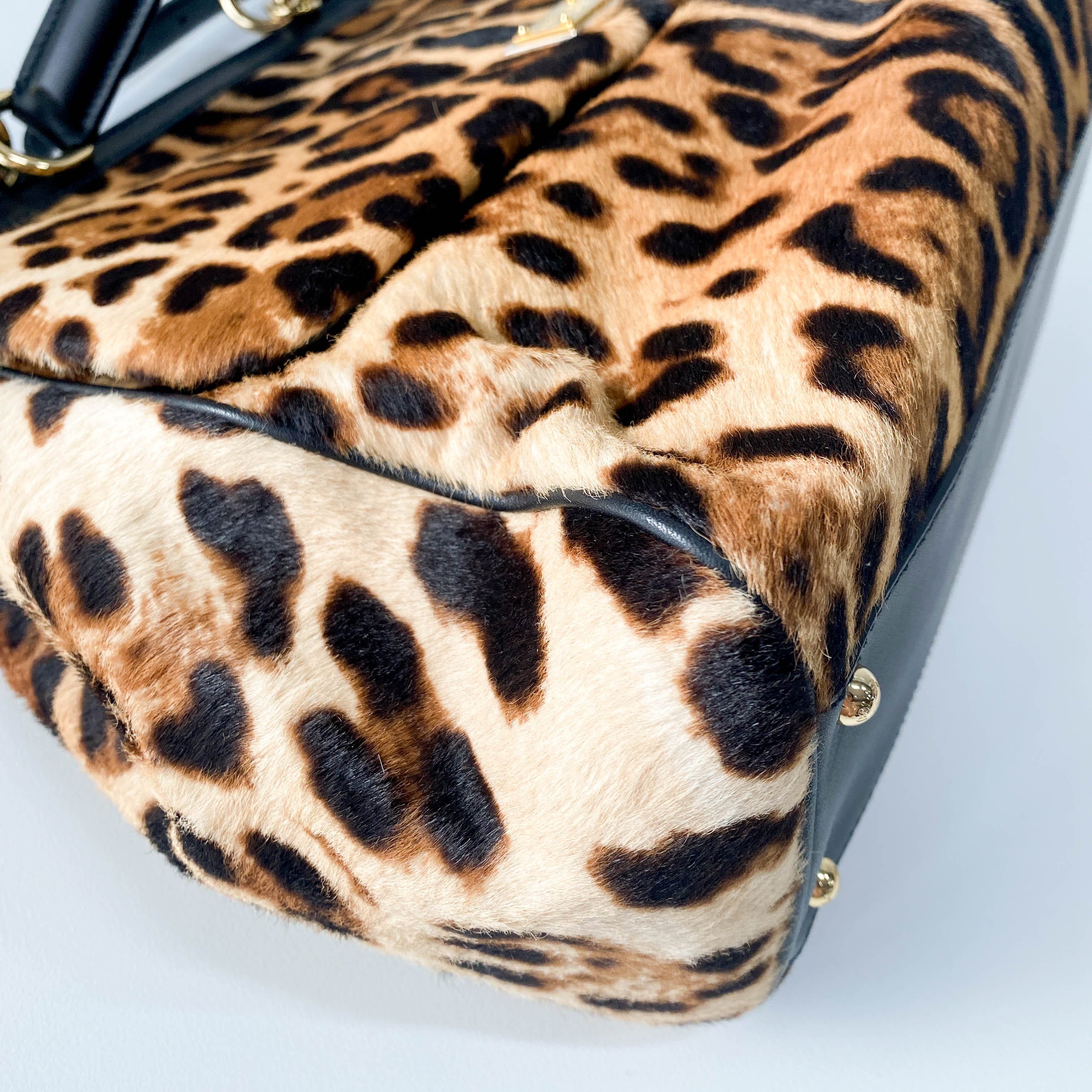 Yellow Jaguar Print Pony Hair Two Way Bag