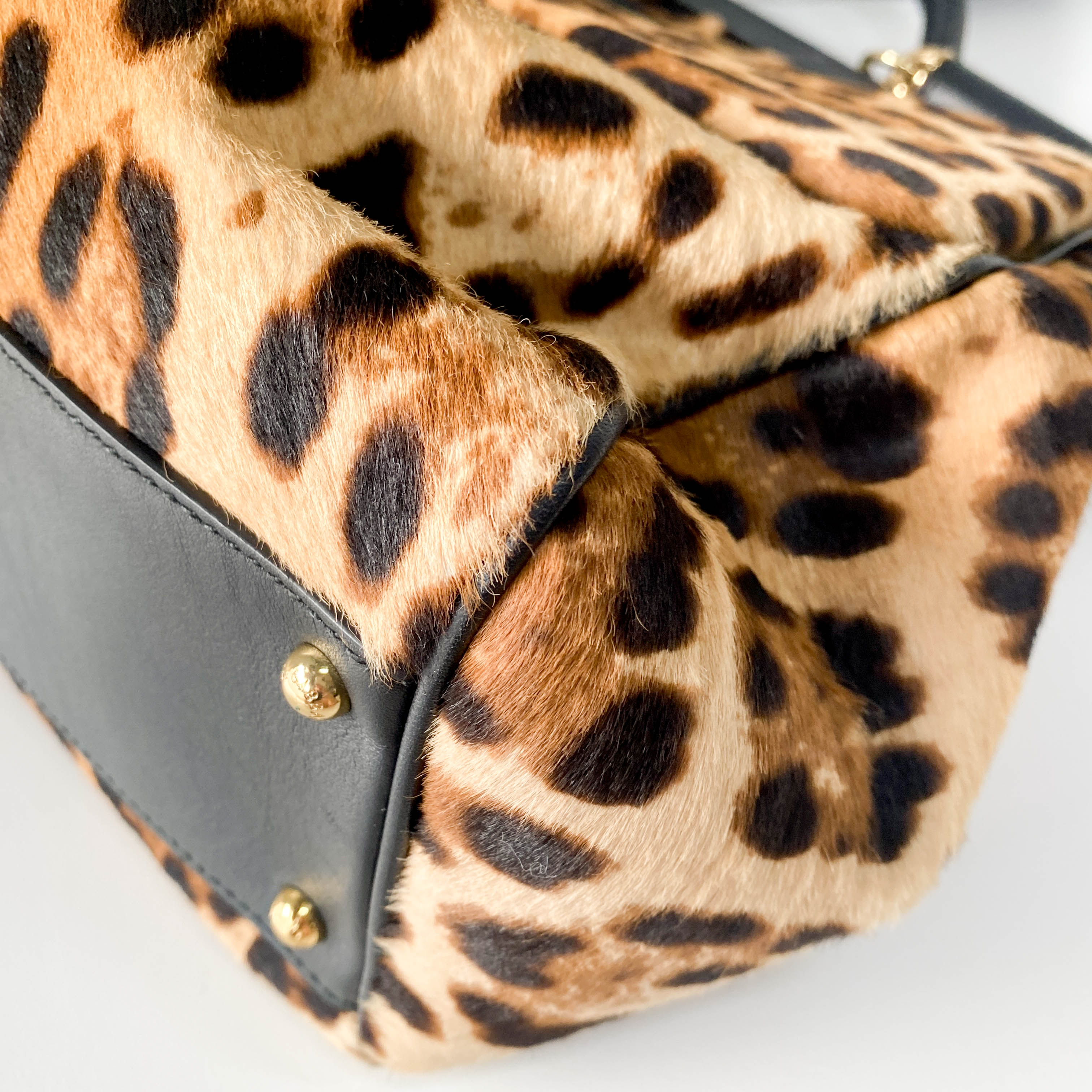 Yellow Jaguar Print Pony Hair Two Way Bag