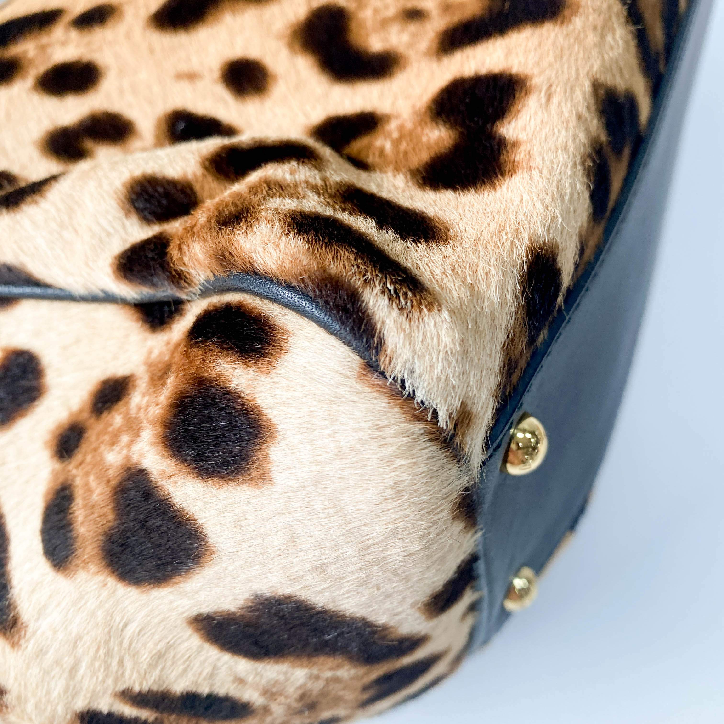 Yellow Jaguar Print Pony Hair Two Way Bag