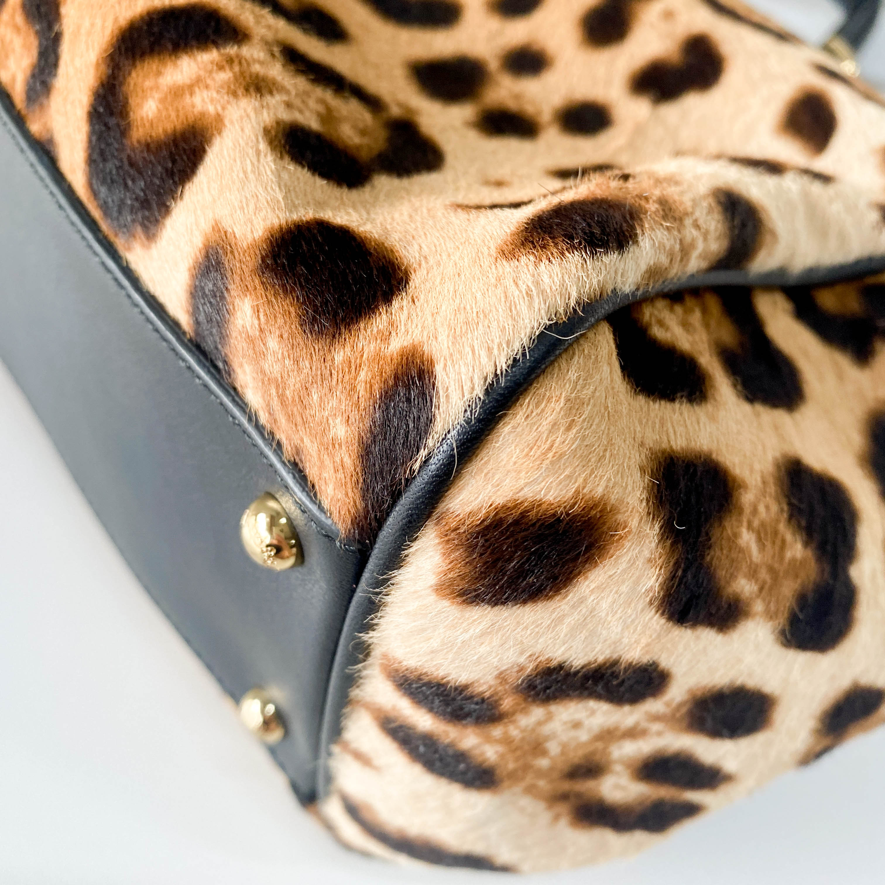 Yellow Jaguar Print Pony Hair Two Way Bag