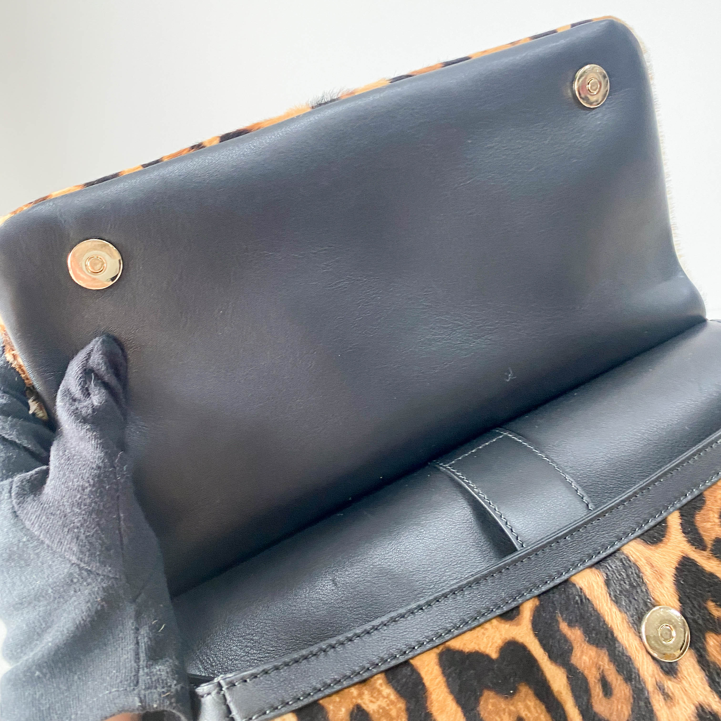 Yellow Jaguar Print Pony Hair Two Way Bag