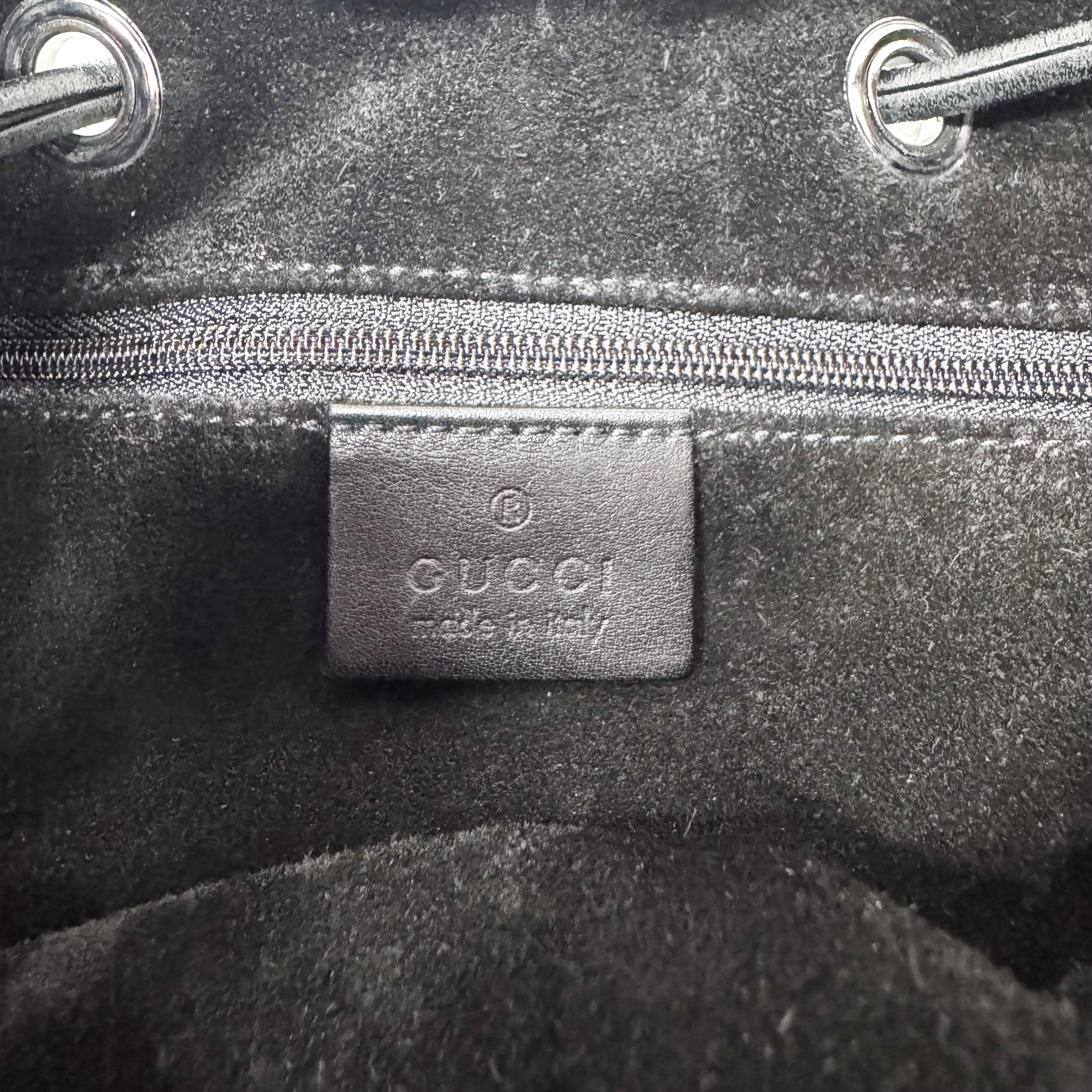 Black GG Suede Bucket Shoulder Bag