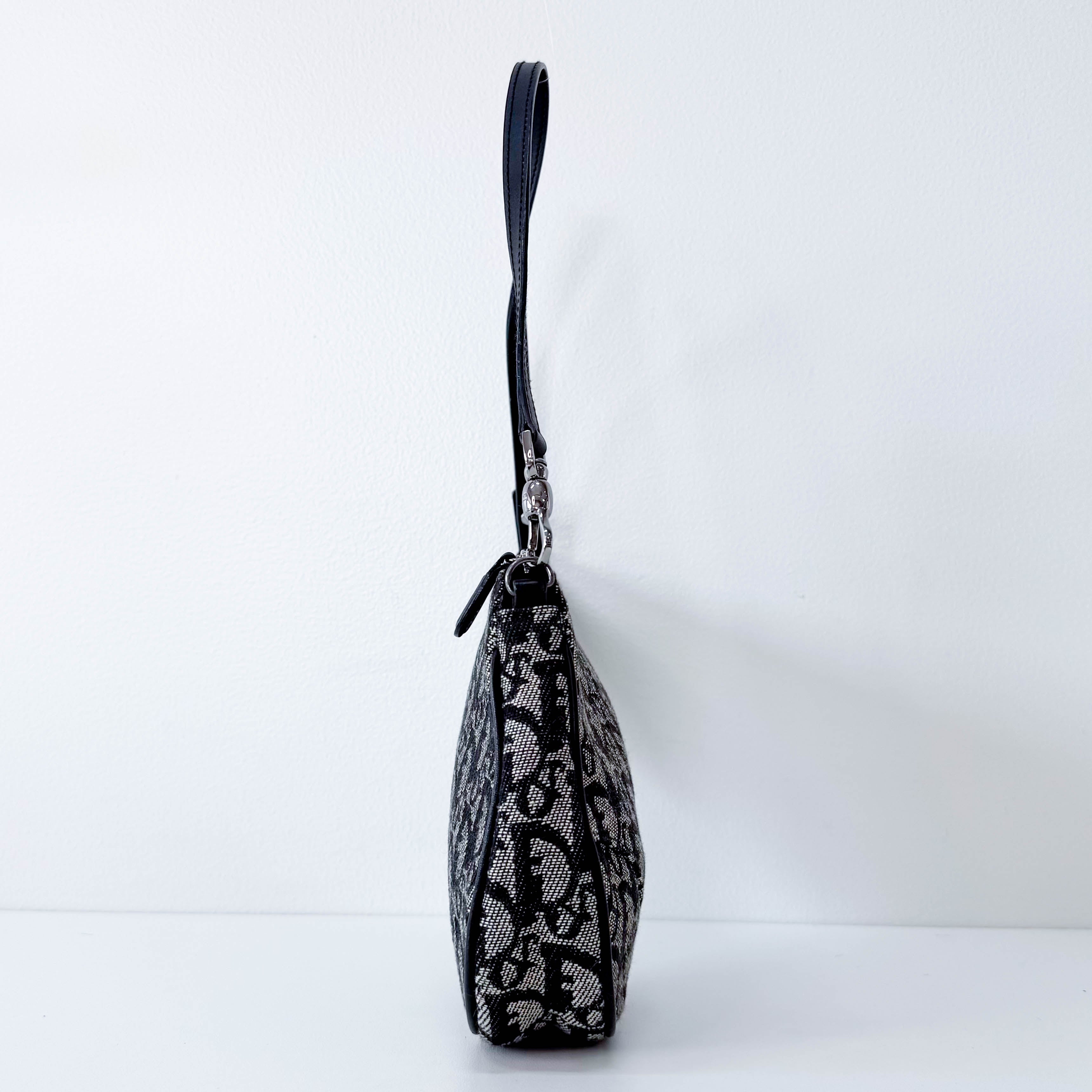 Trotter Saddle Mini Navy Oblique Tweed Shoulder Bag