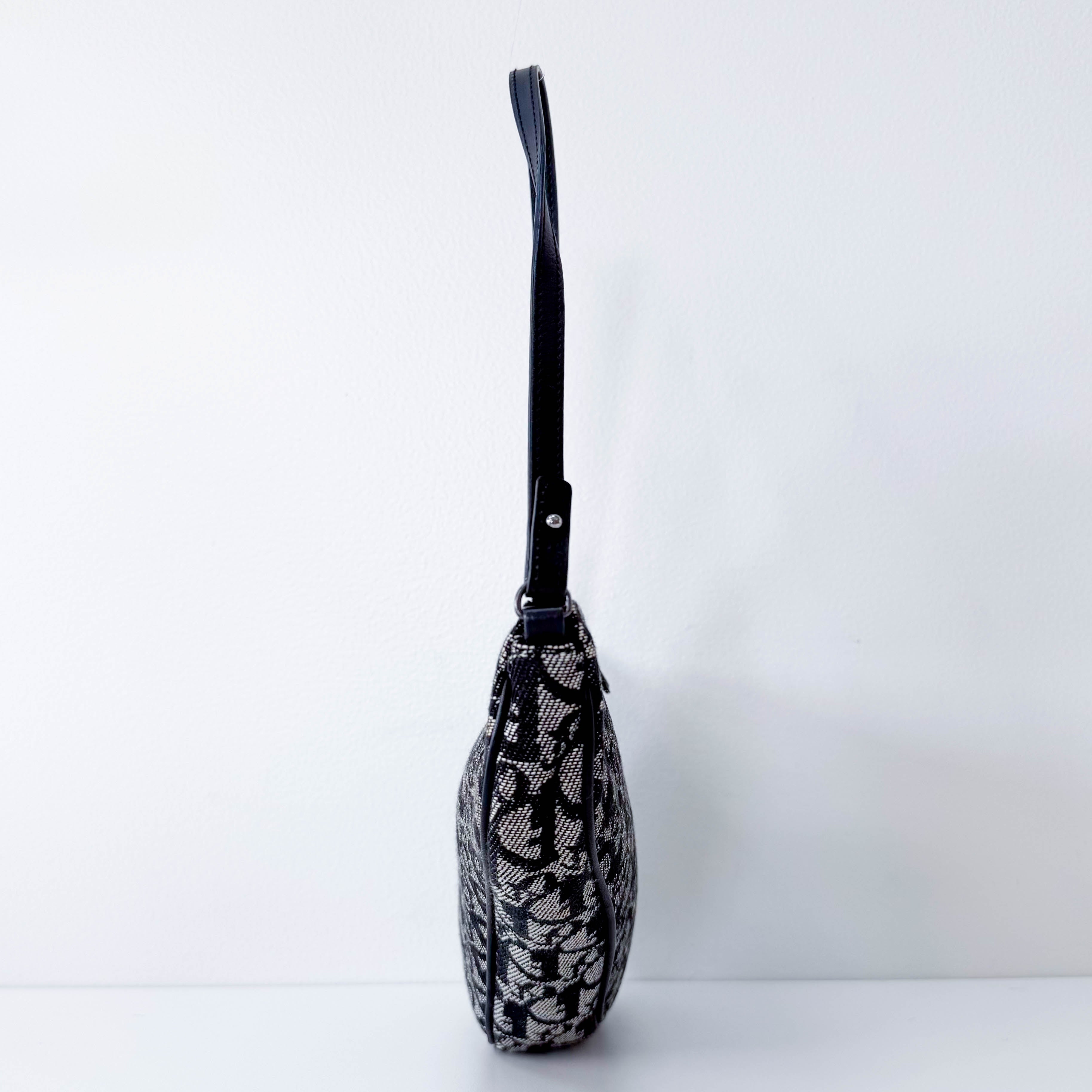 Trotter Saddle Mini Navy Oblique Tweed Shoulder Bag