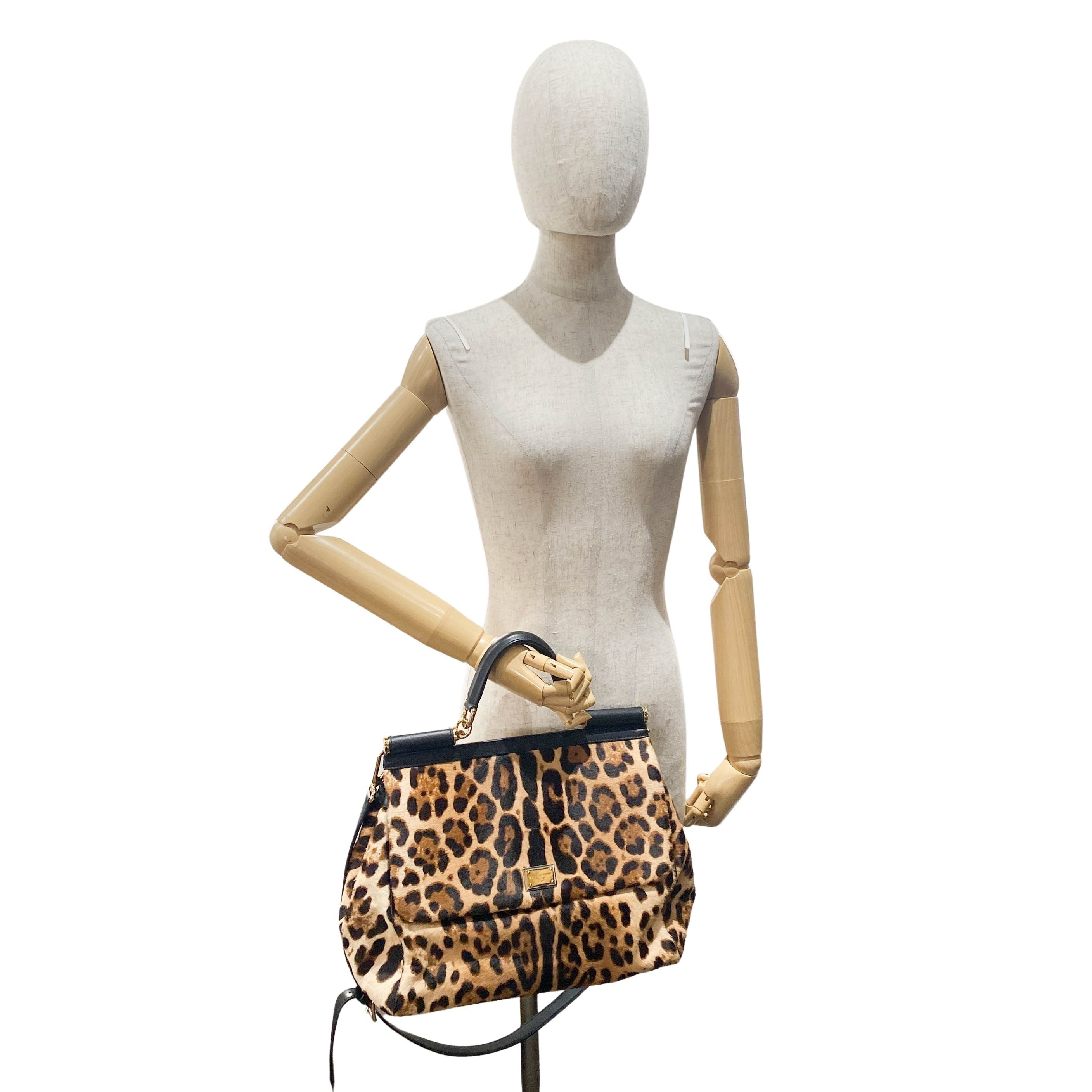 Yellow Jaguar Print Pony Hair Two Way Bag