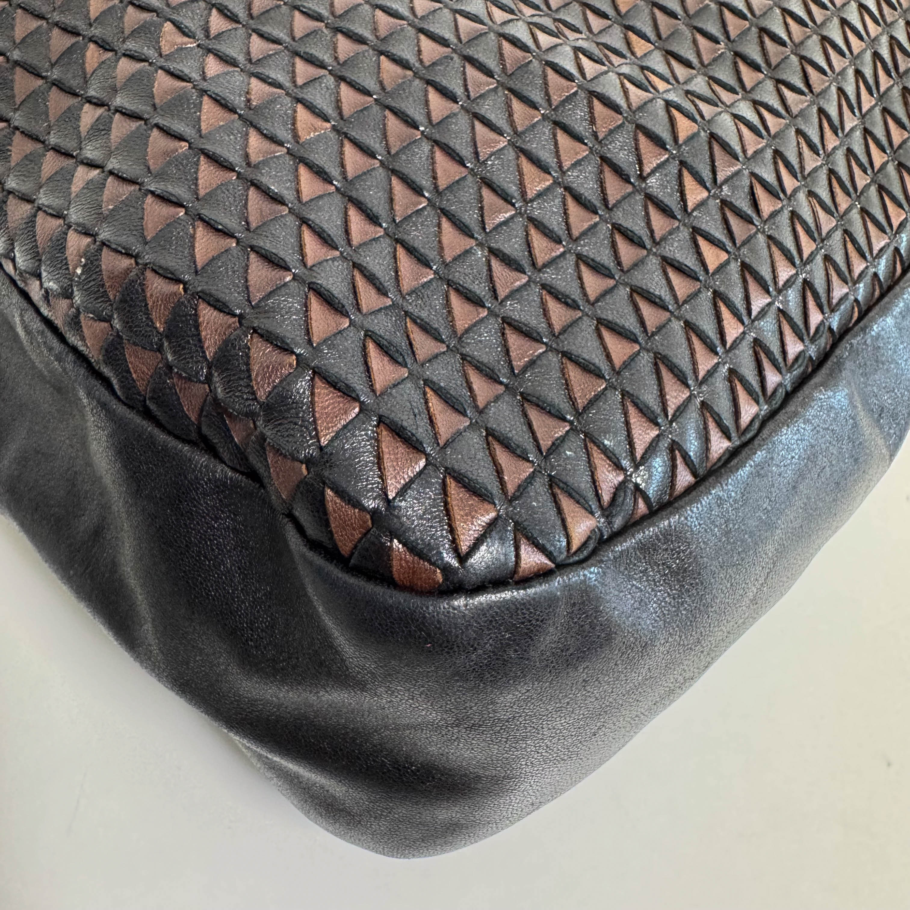 Intrecciato Brown Leather Hobo Shoulder Bag