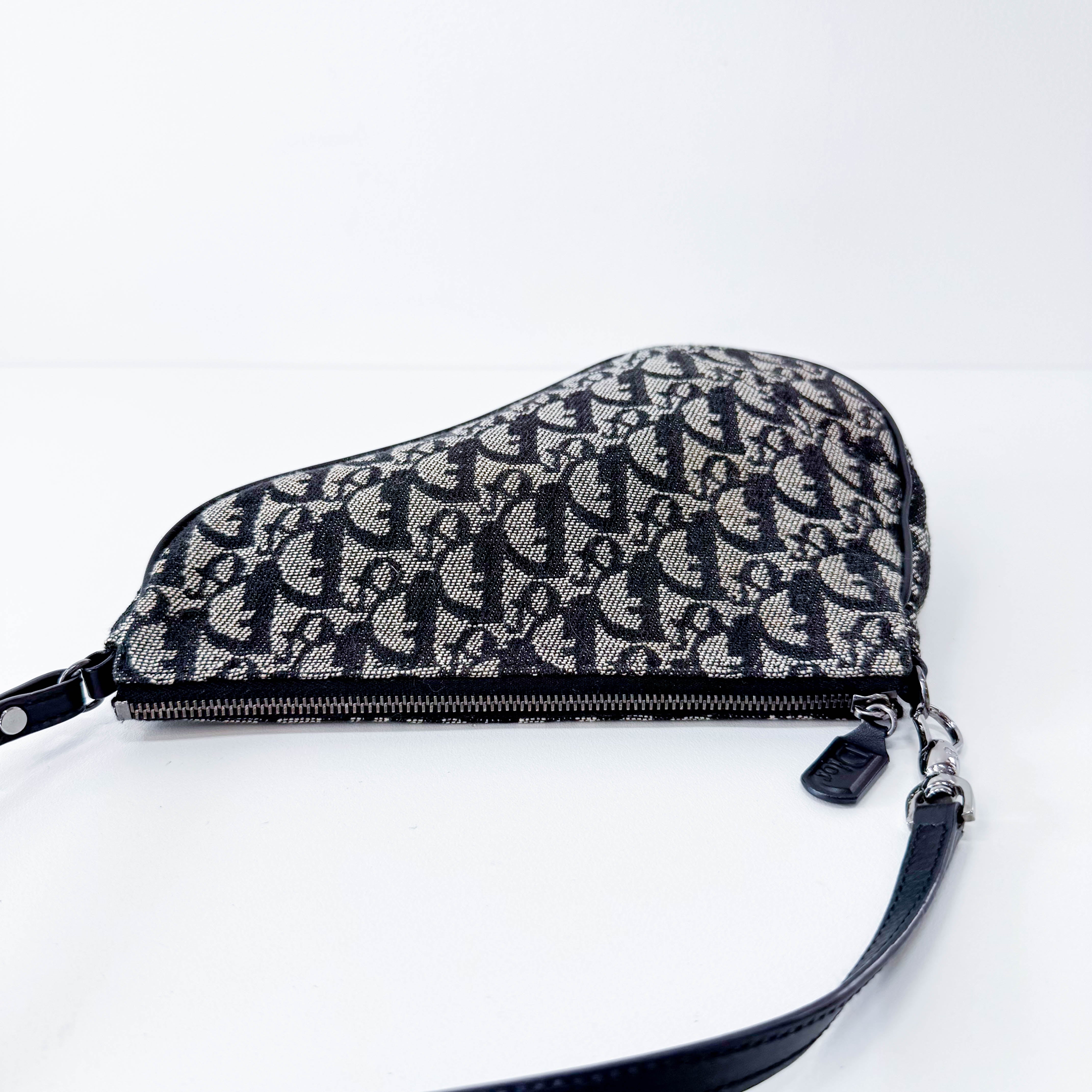 Trotter Saddle Mini Navy Oblique Tweed Shoulder Bag