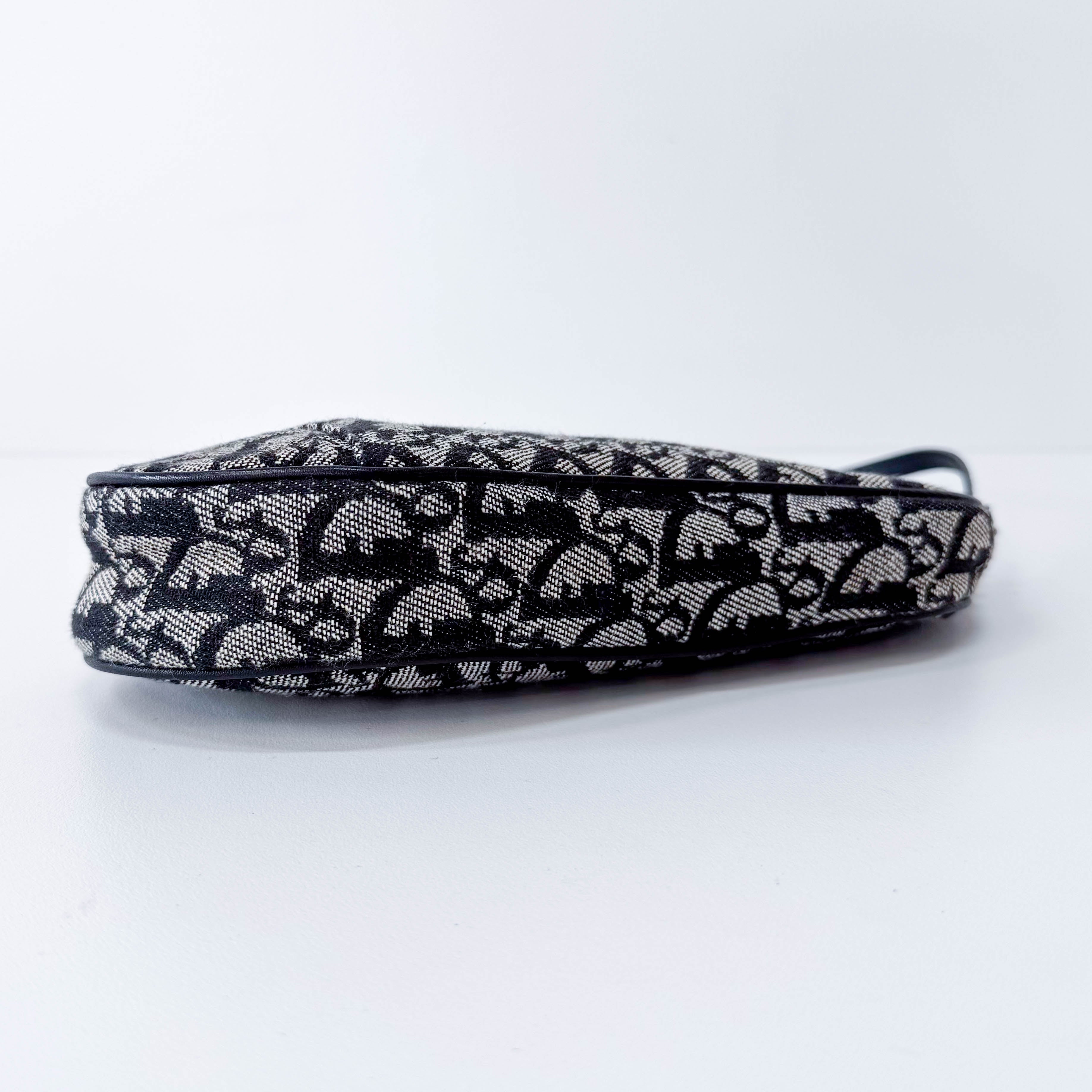 Trotter Saddle Mini Navy Oblique Tweed Shoulder Bag