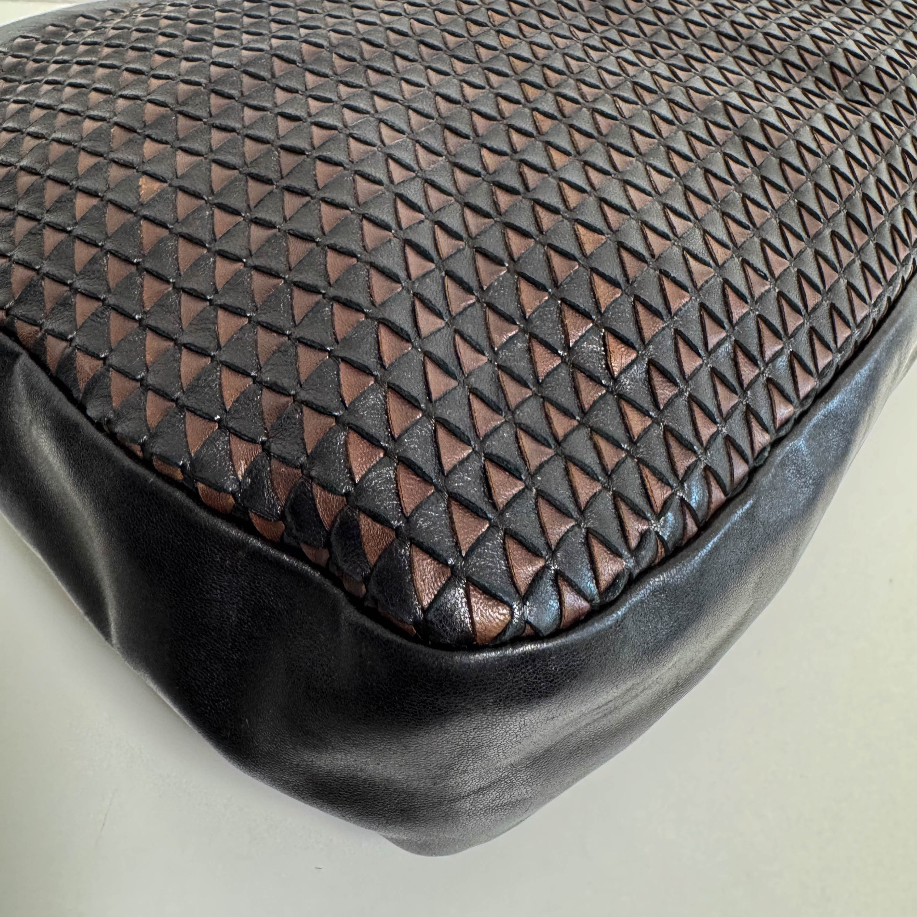 Intrecciato Brown Leather Hobo Shoulder Bag