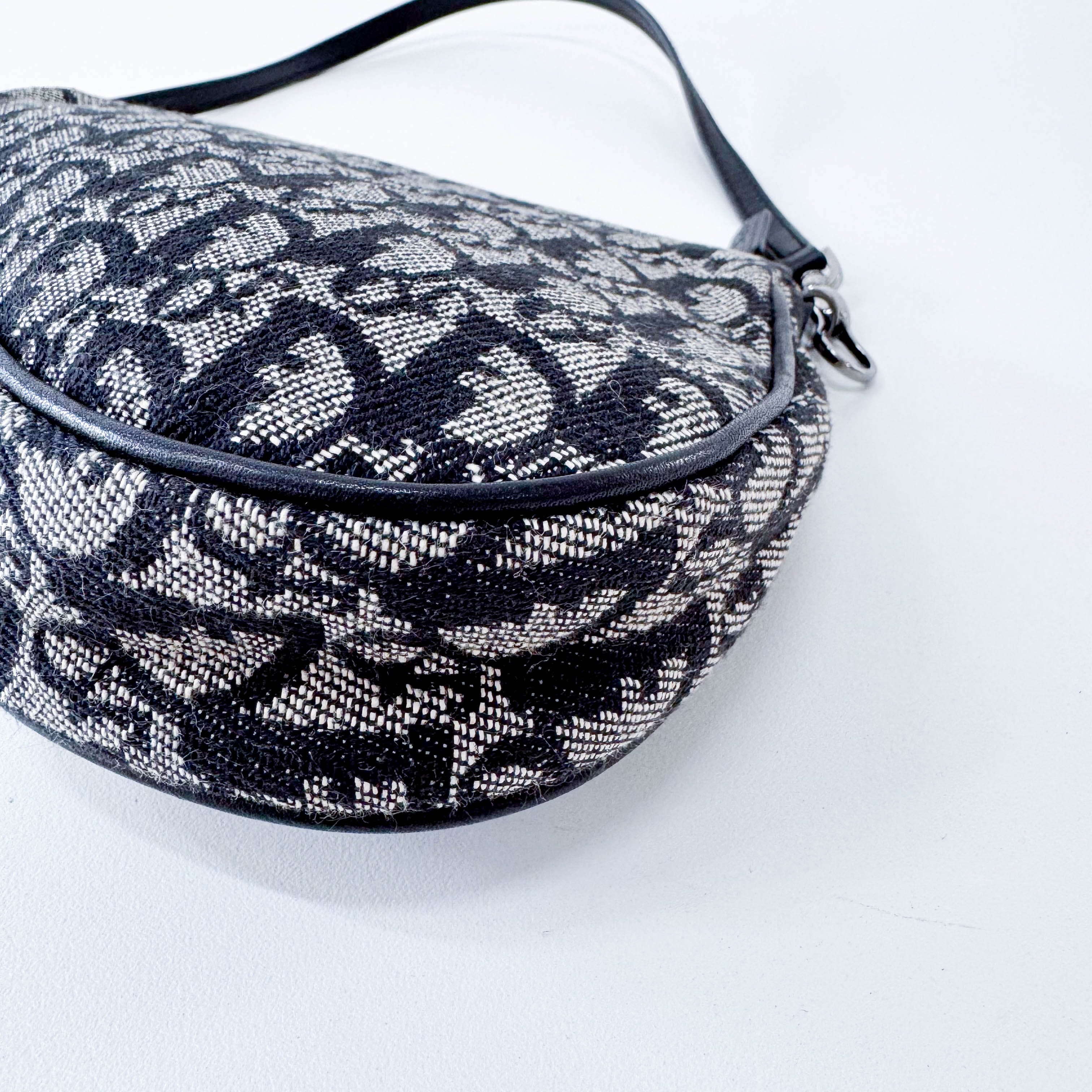 Trotter Saddle Mini Navy Oblique Tweed Shoulder Bag