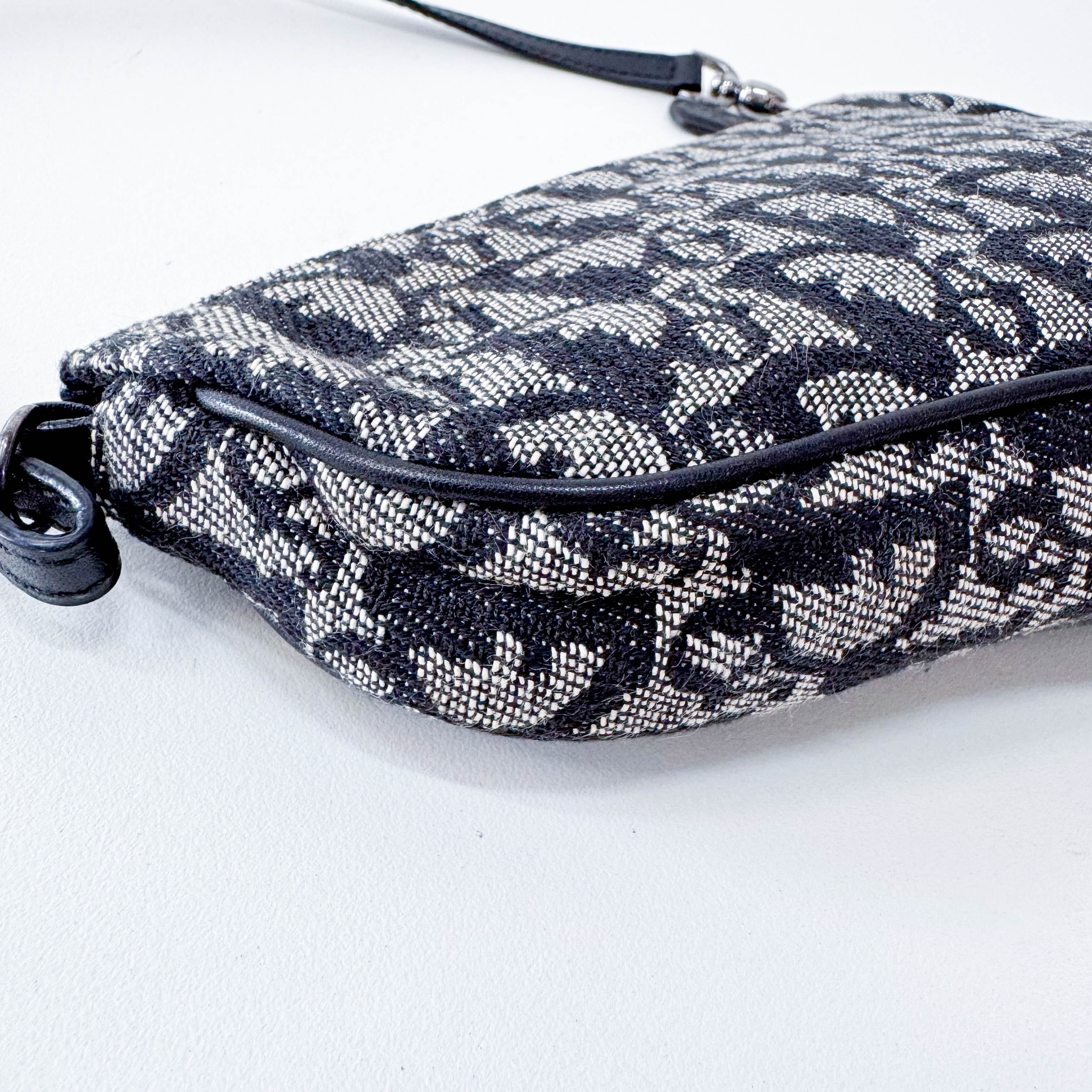 Trotter Saddle Mini Navy Oblique Tweed Shoulder Bag