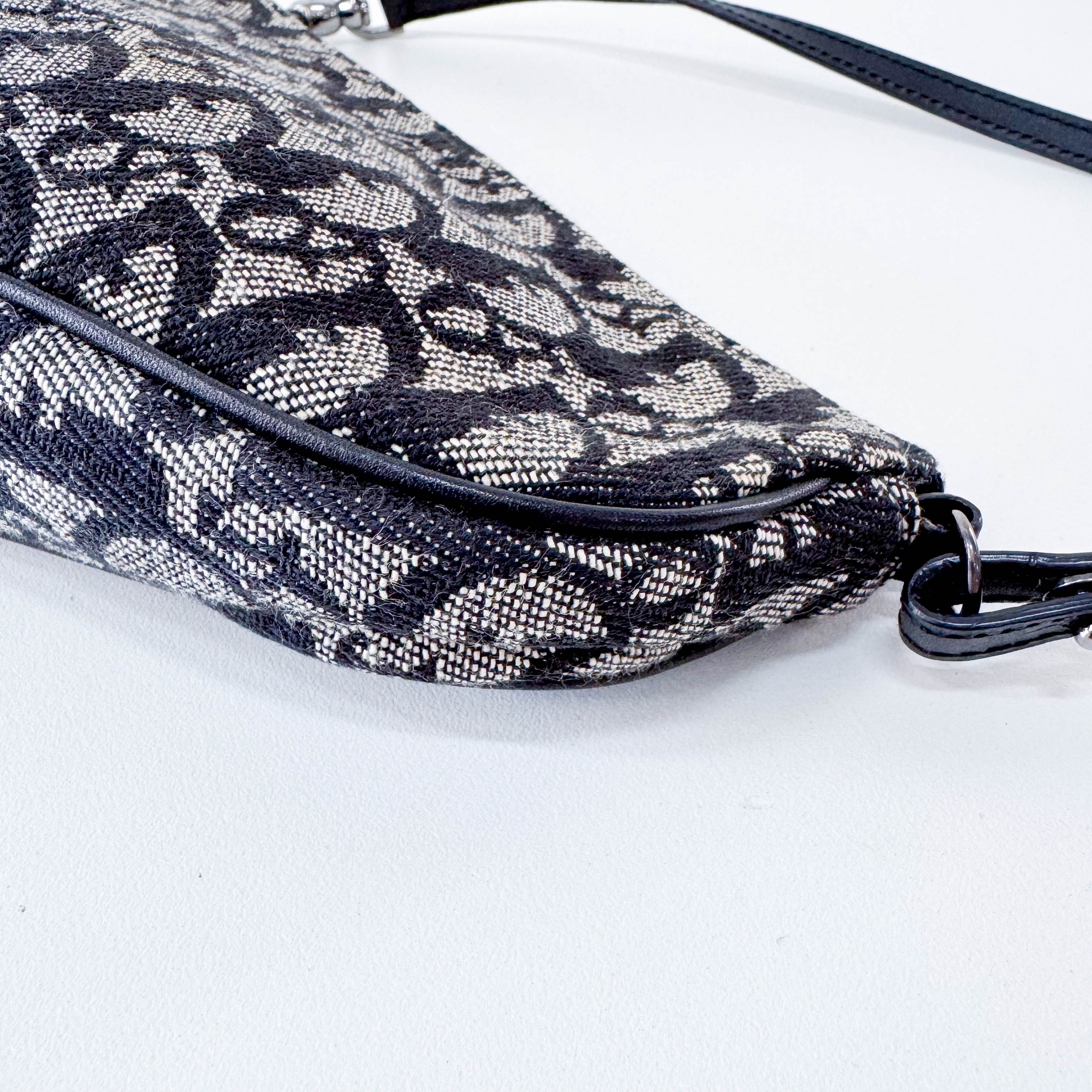 Trotter Saddle Mini Navy Oblique Tweed Shoulder Bag