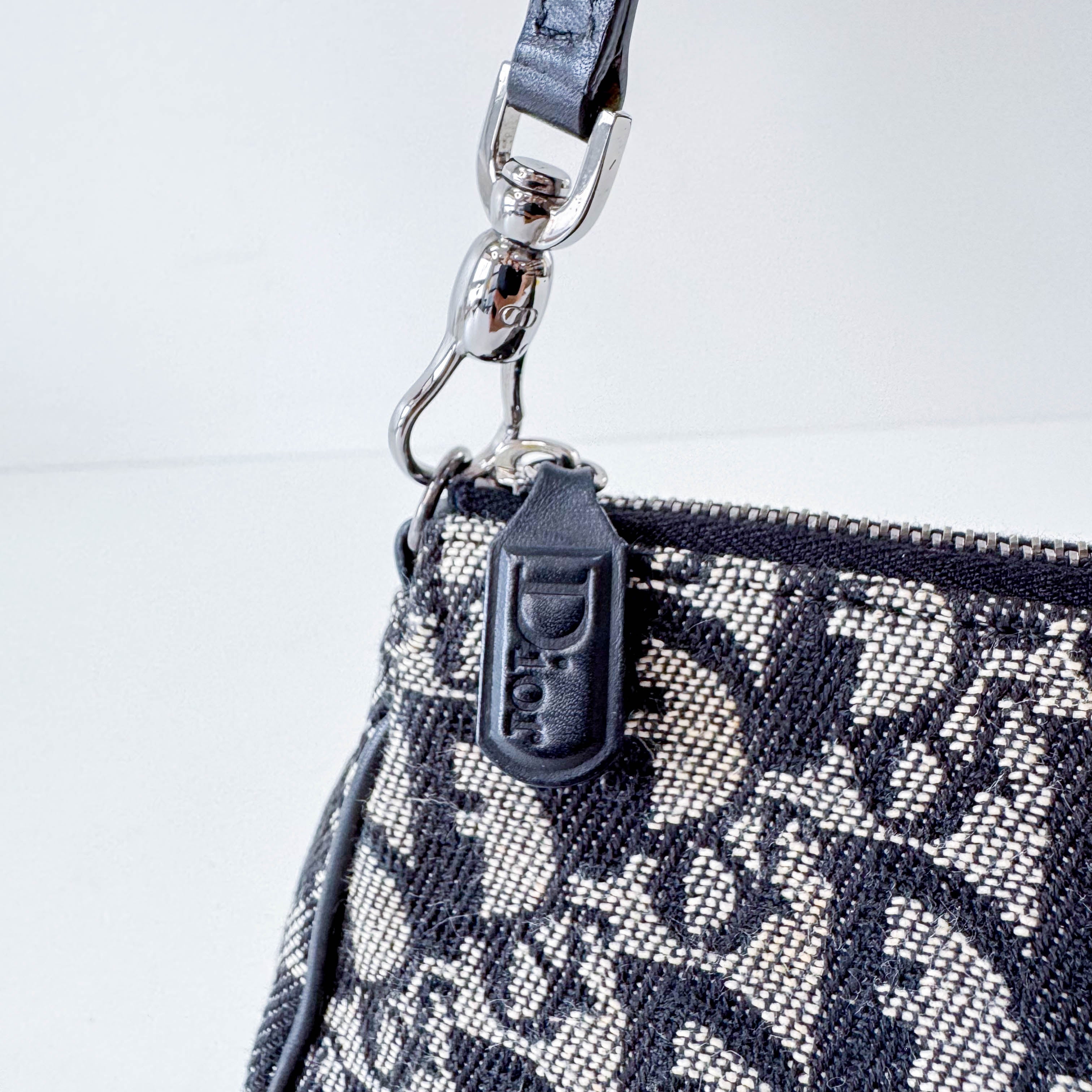 Trotter Saddle Mini Navy Oblique Tweed Shoulder Bag