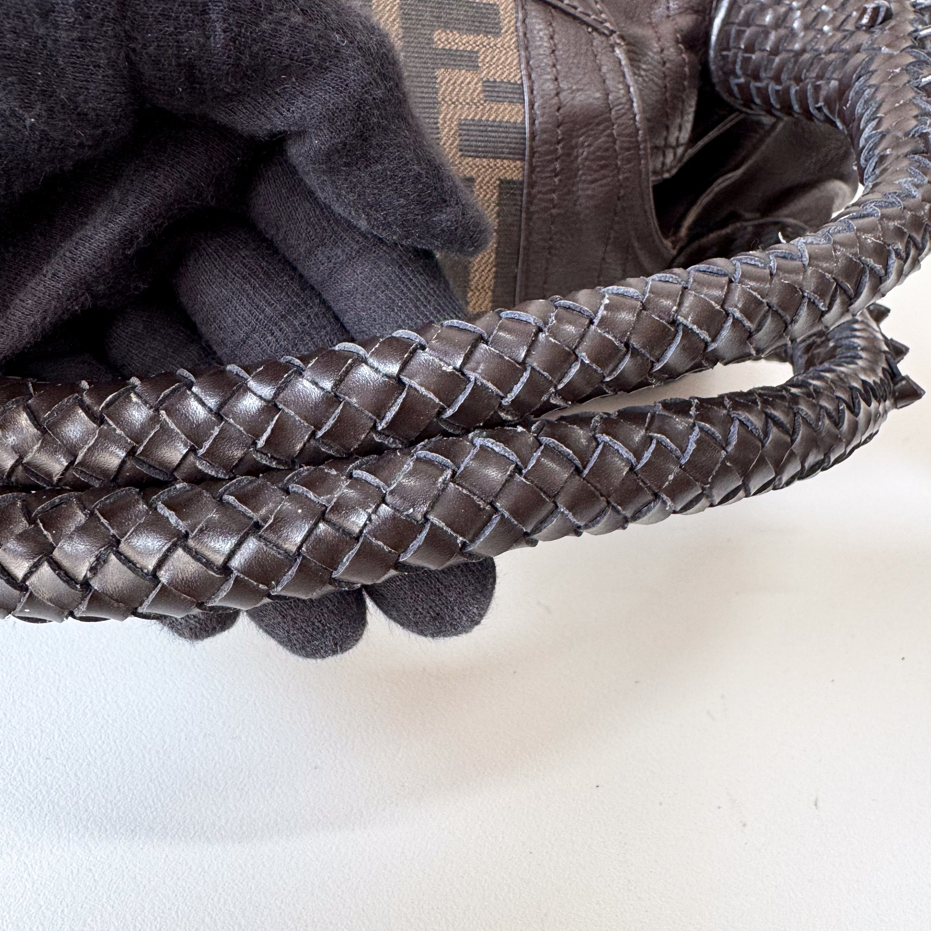 Spy Zucca Brown Canvas & Leather Shoulder Bag