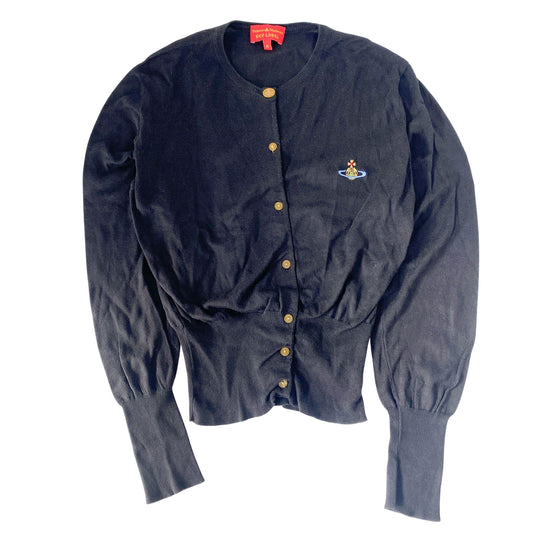 Orb Logo Size M Black Cotton Cardigan