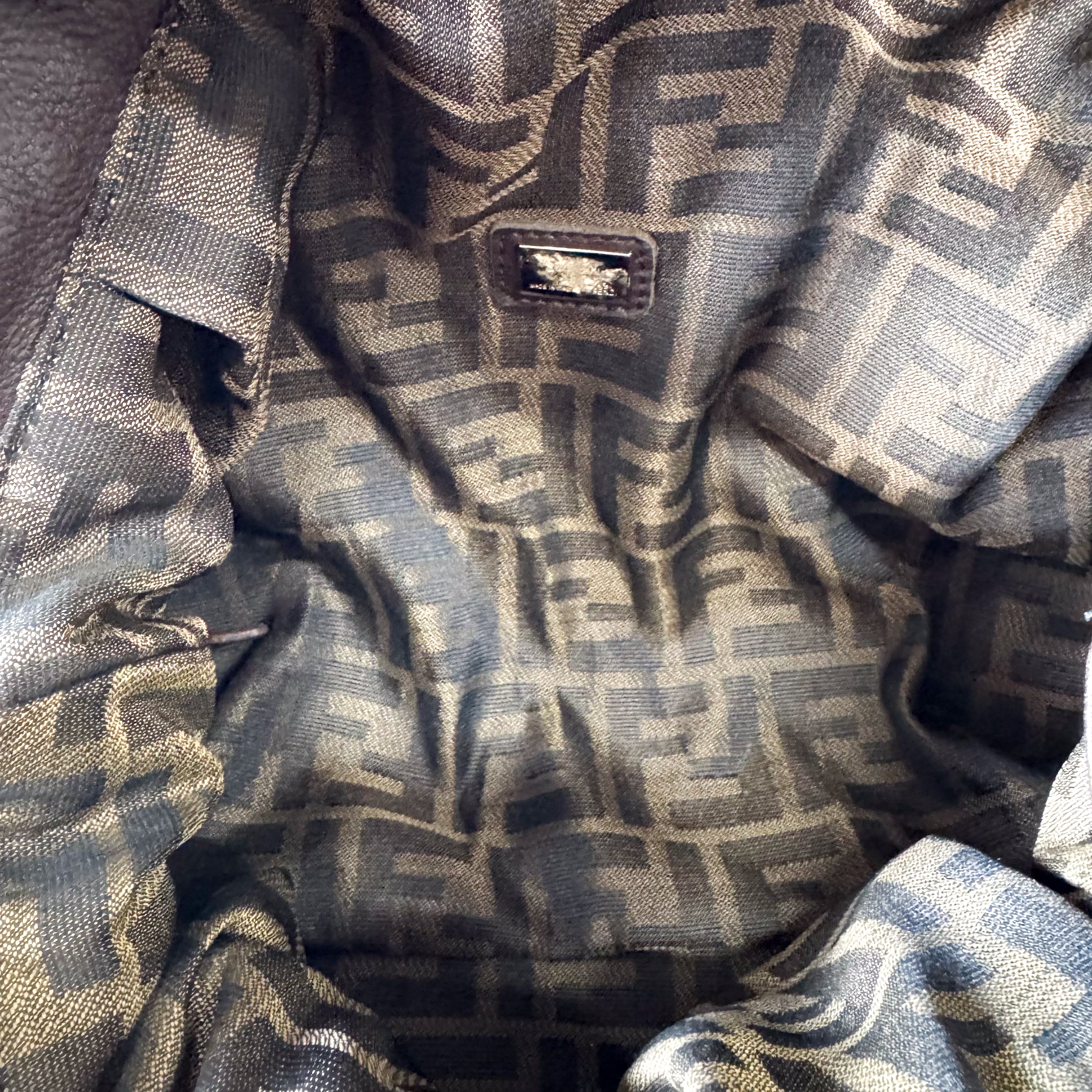 Spy Zucca Brown Canvas & Leather Shoulder Bag