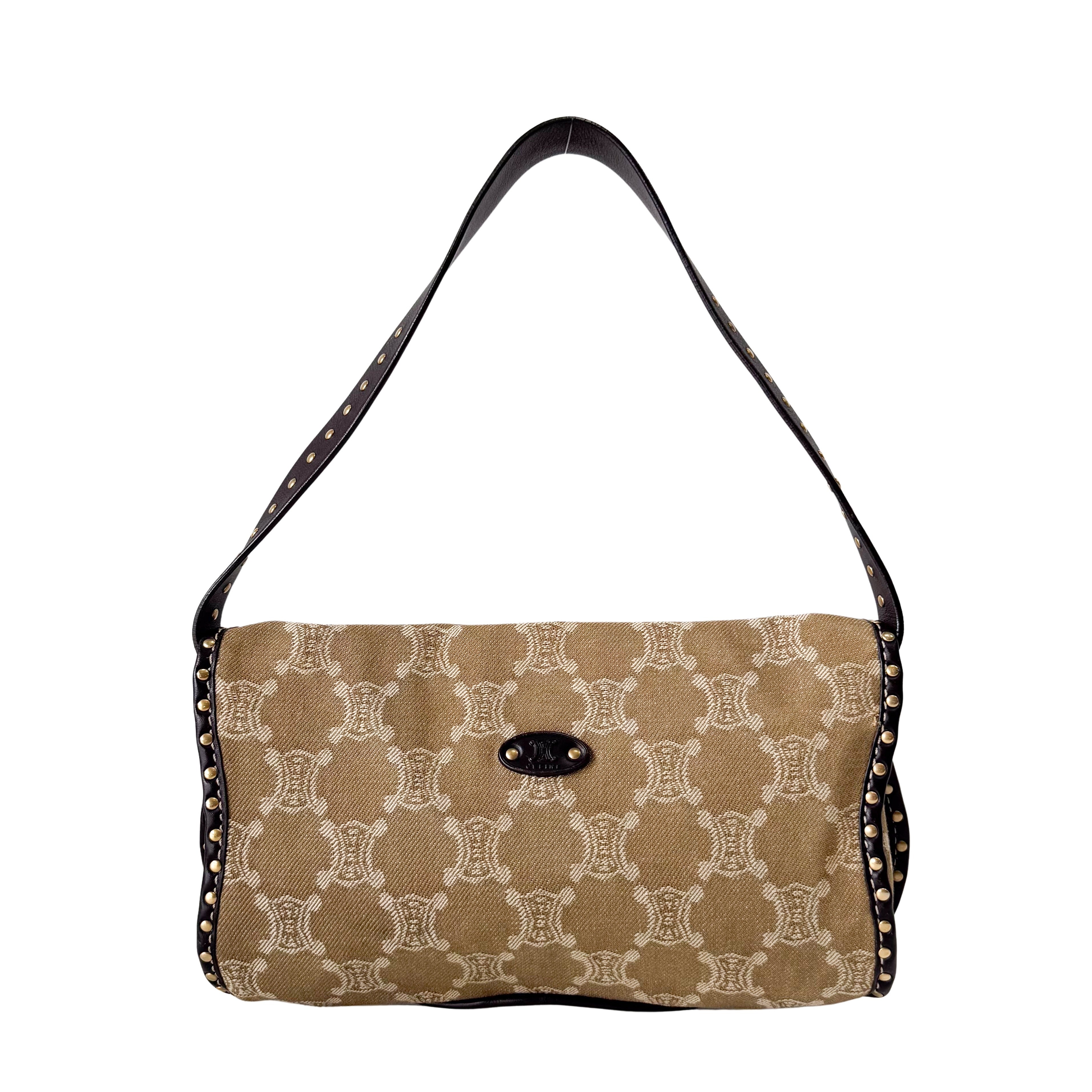 Macadam Triomphe Canvas Beige Shoulder Bag