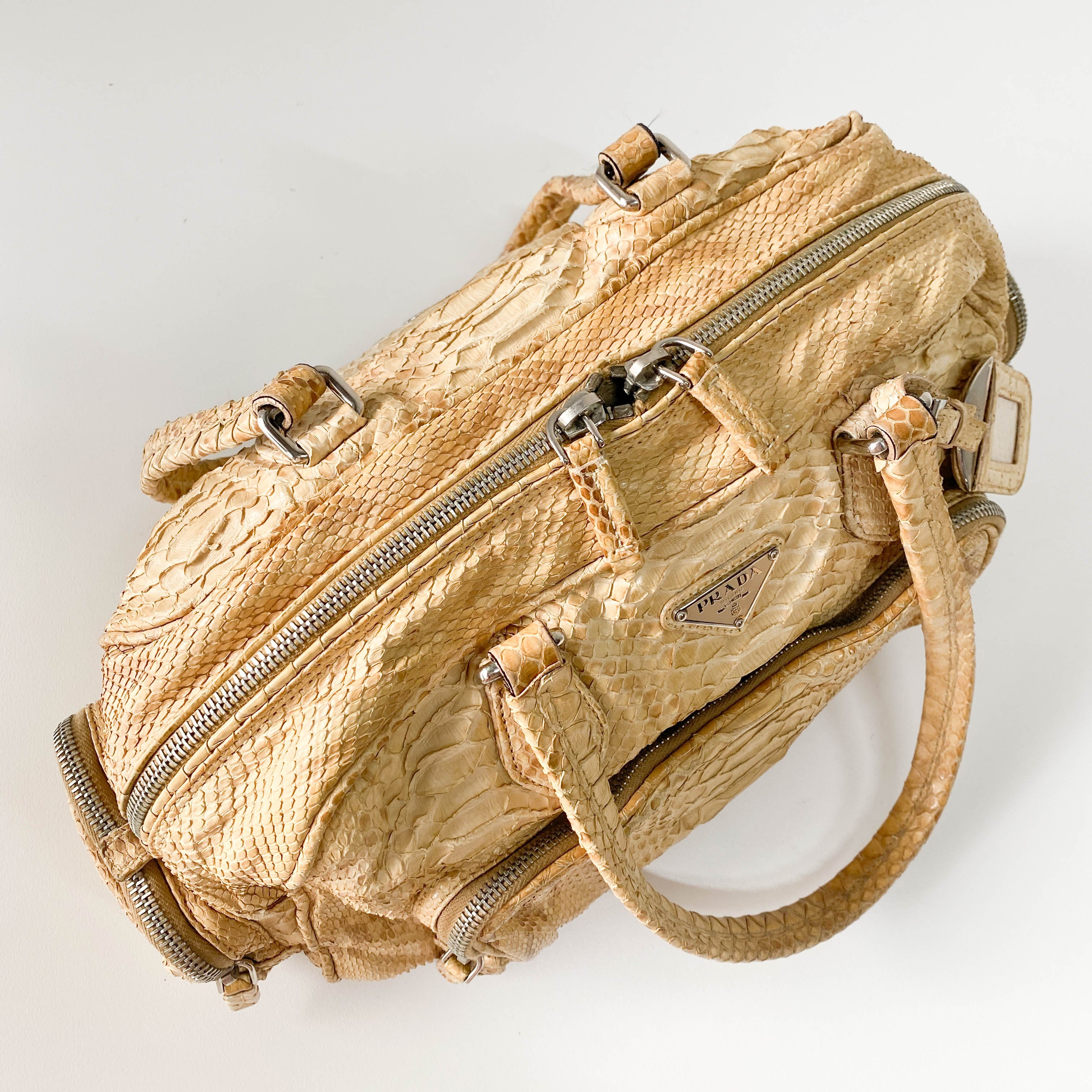 Yellow Python Embossed Leather Shoulder Bag