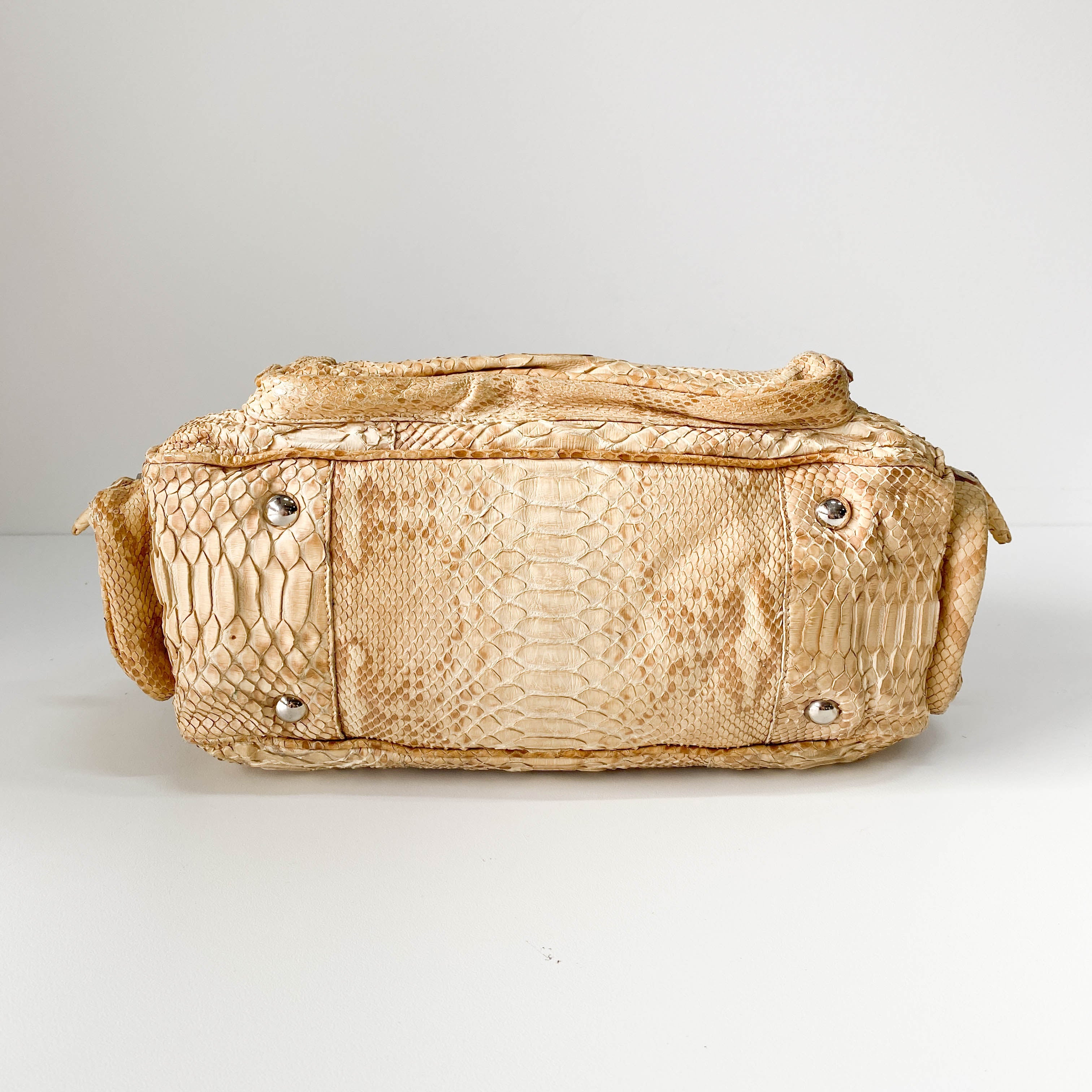 Yellow Python Embossed Leather Shoulder Bag