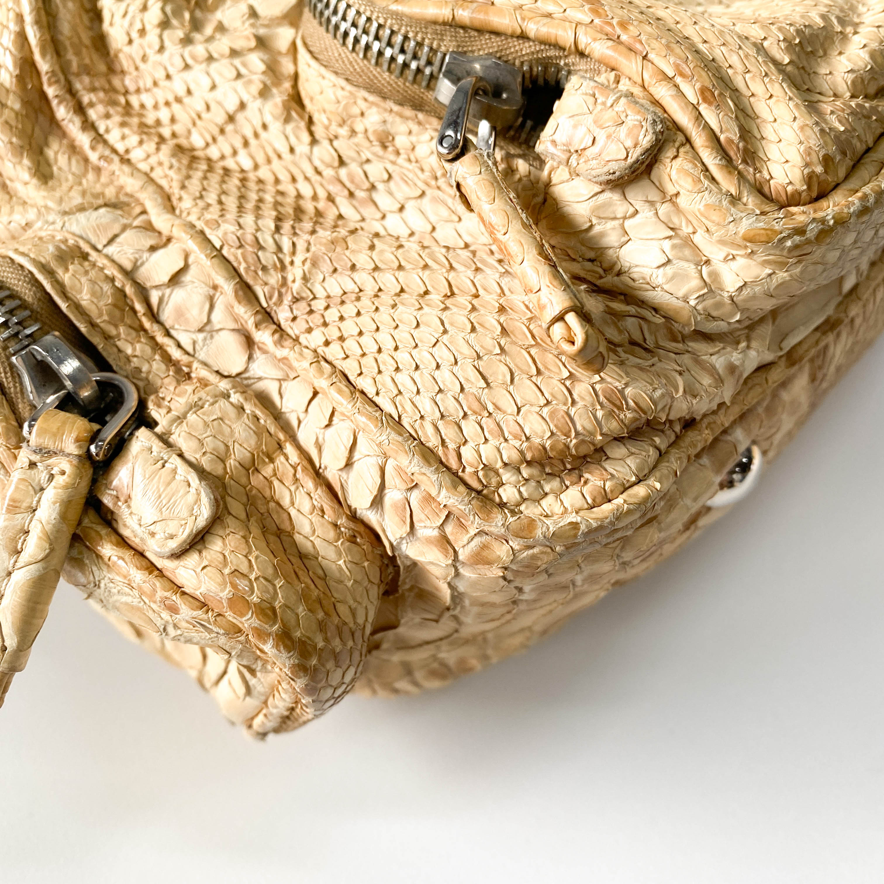 Yellow Python Embossed Leather Shoulder Bag