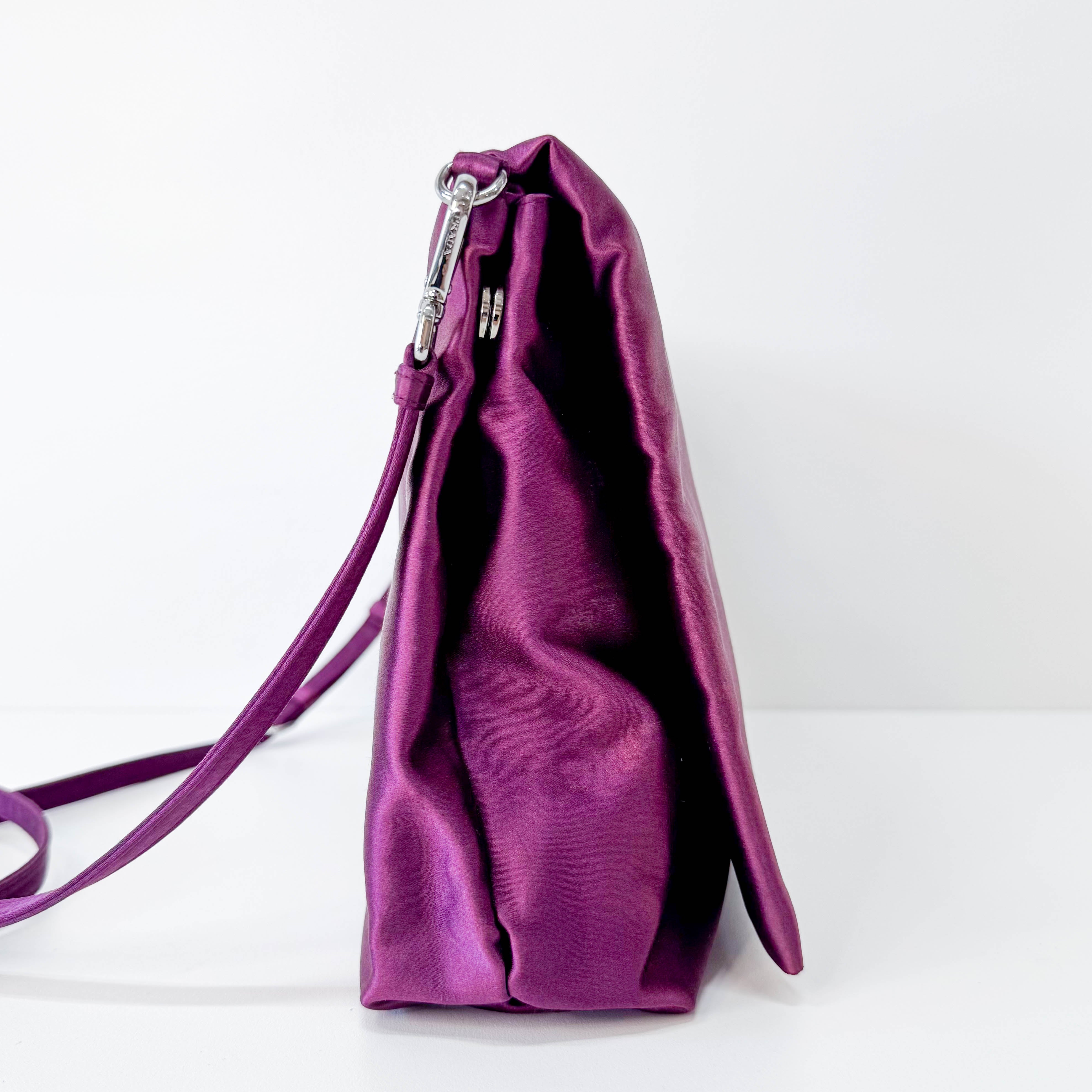 Purple Satin Shoulder Bag