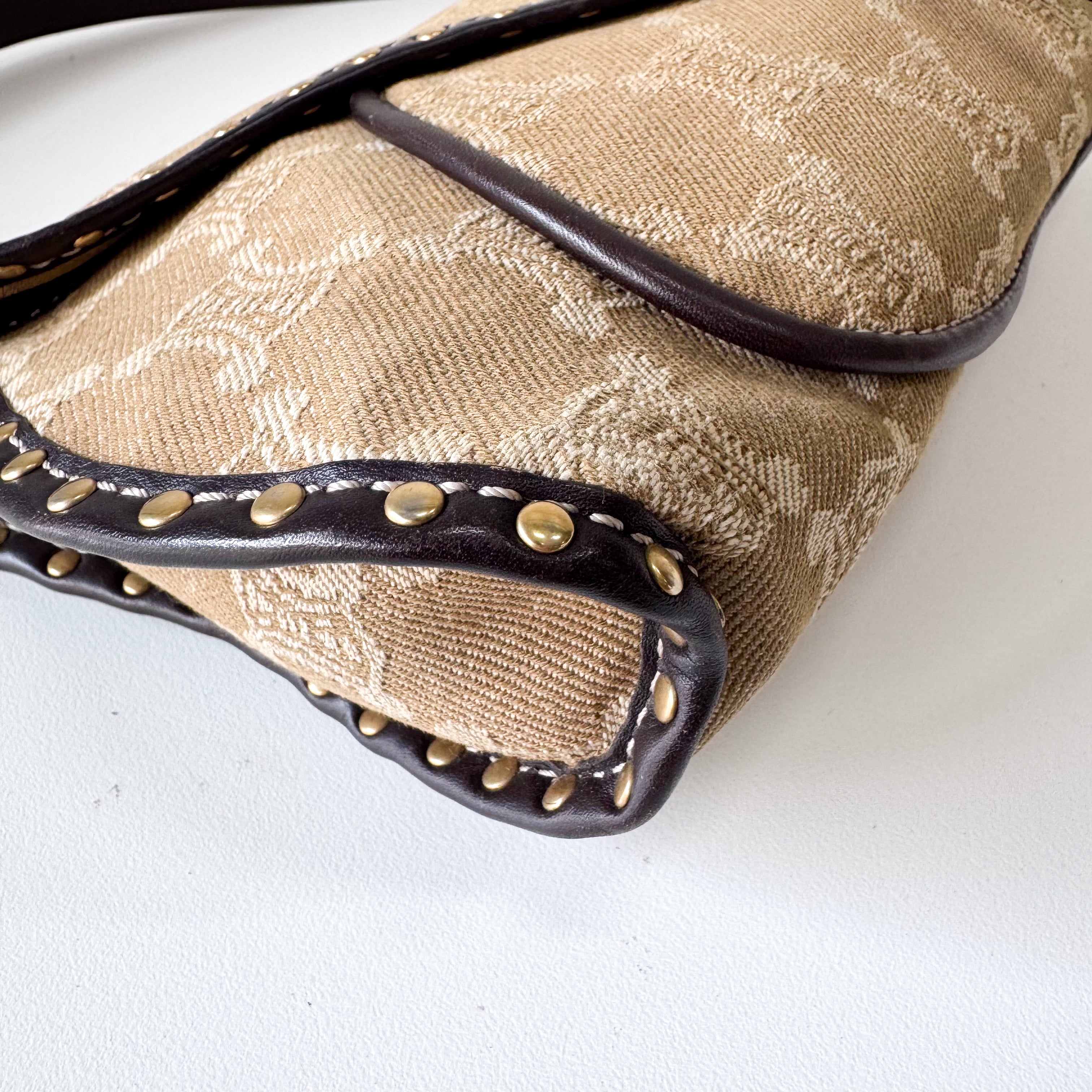 Macadam Triomphe Canvas Beige Shoulder Bag