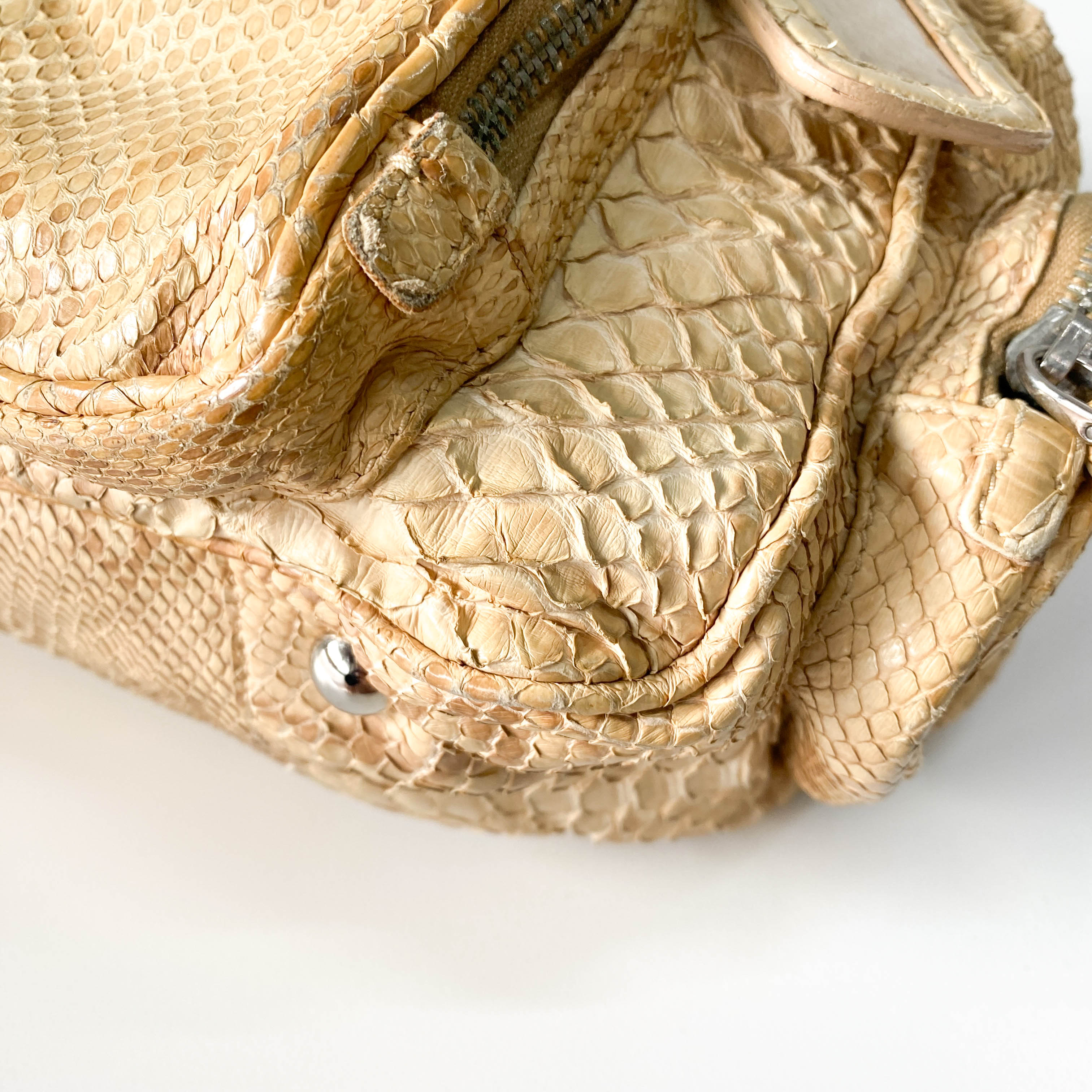 Yellow Python Embossed Leather Shoulder Bag