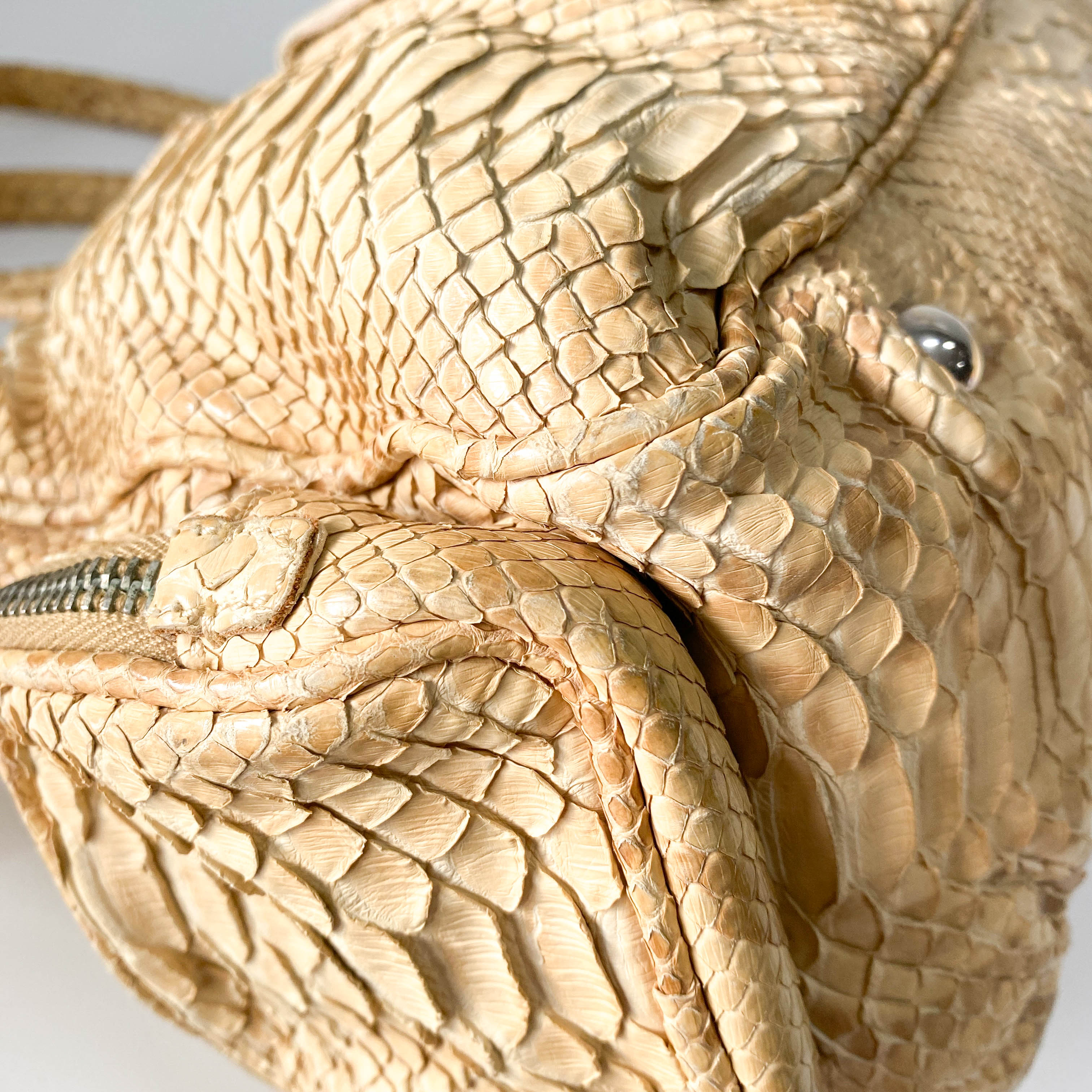 Yellow Python Embossed Leather Shoulder Bag