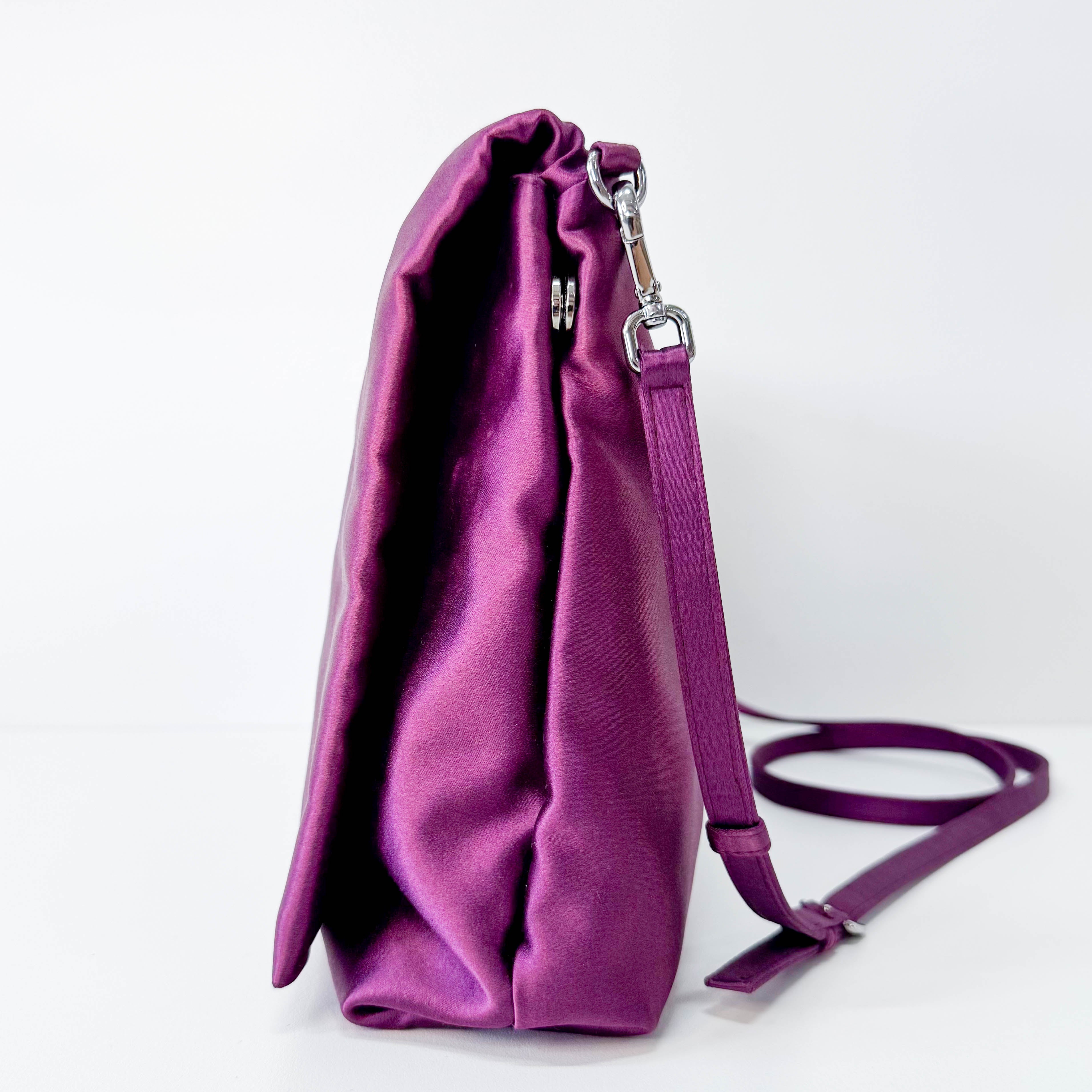 Purple Satin Shoulder Bag