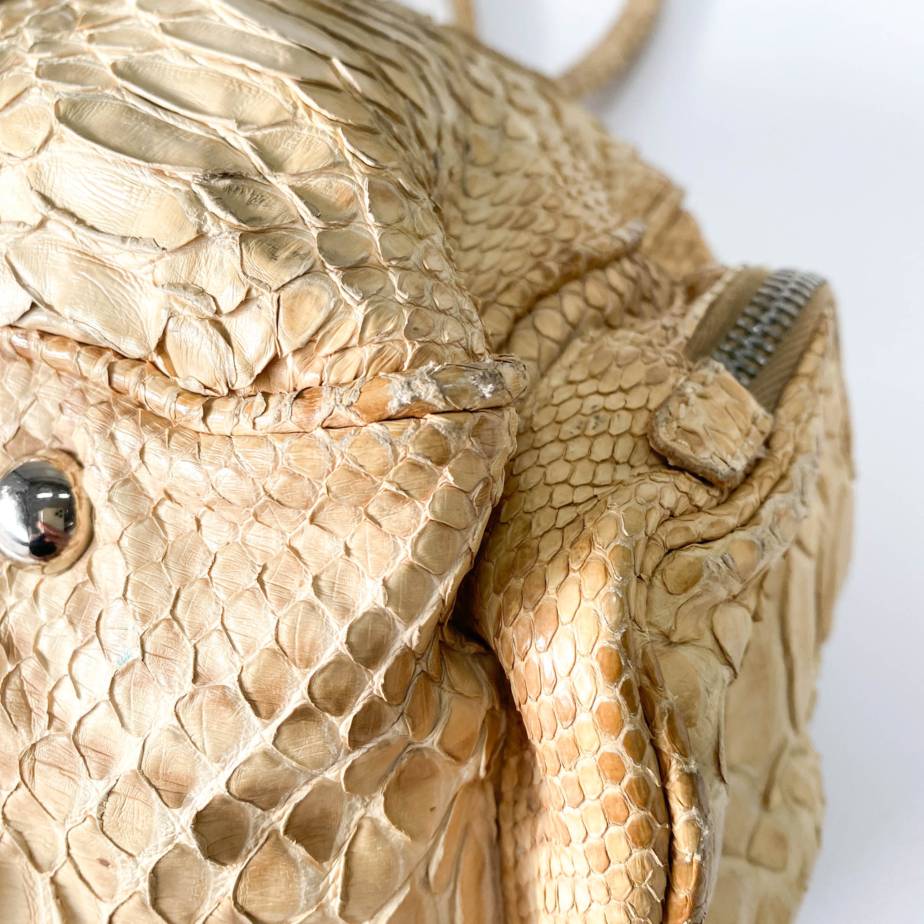 Yellow Python Embossed Leather Shoulder Bag