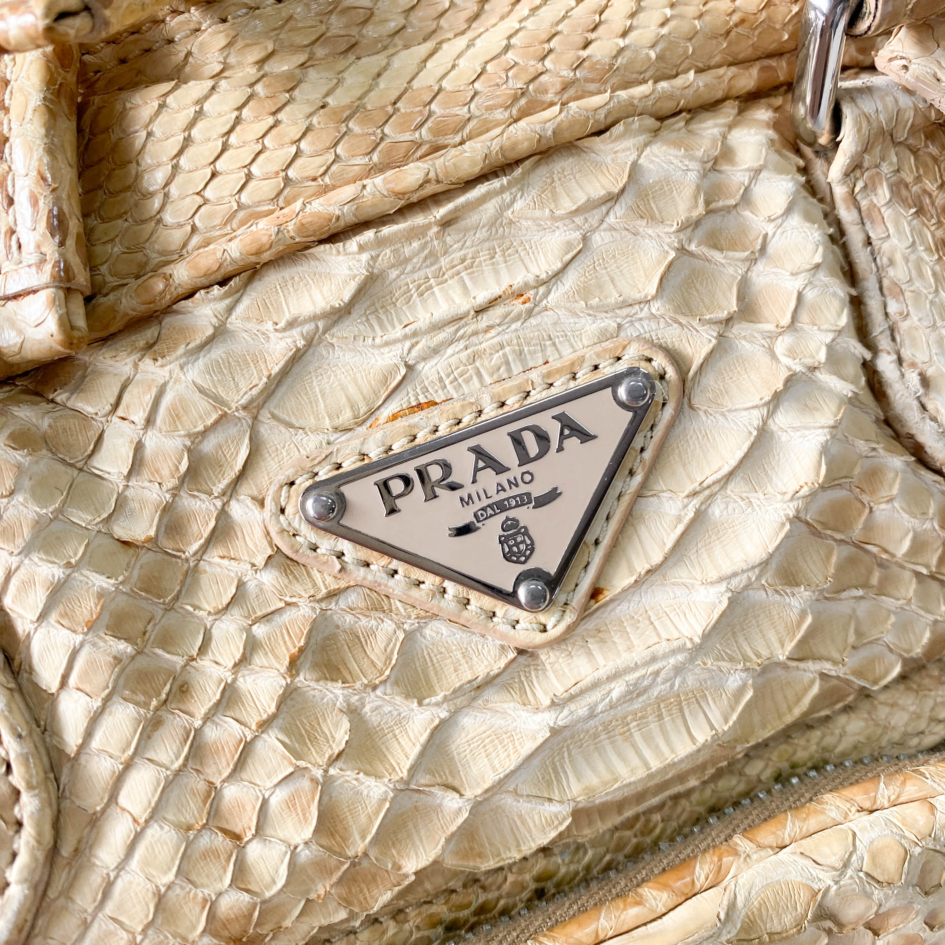 Yellow Python Embossed Leather Shoulder Bag