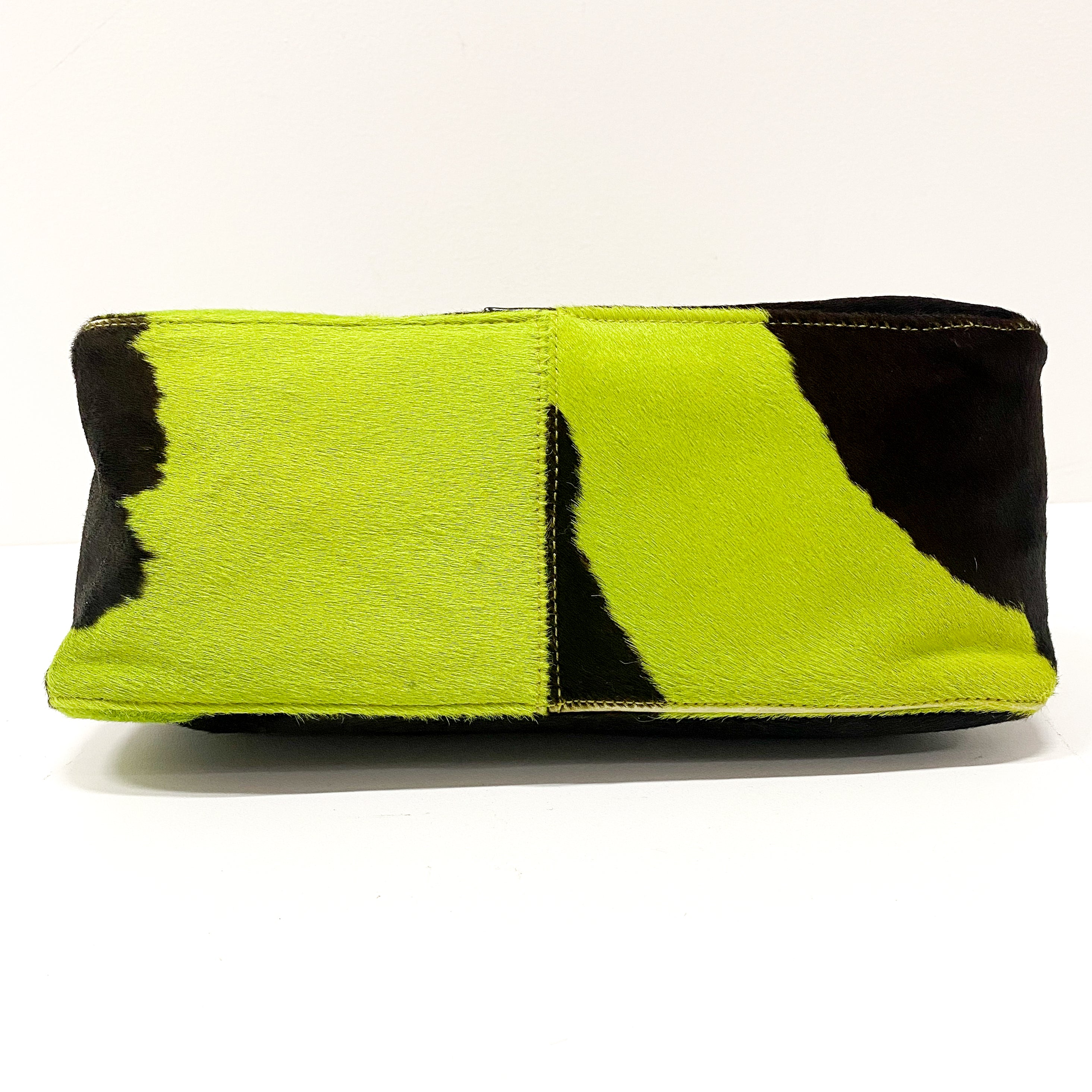 Mamma Baguette Green Cow Hide Pony Hair Shoulder Bag