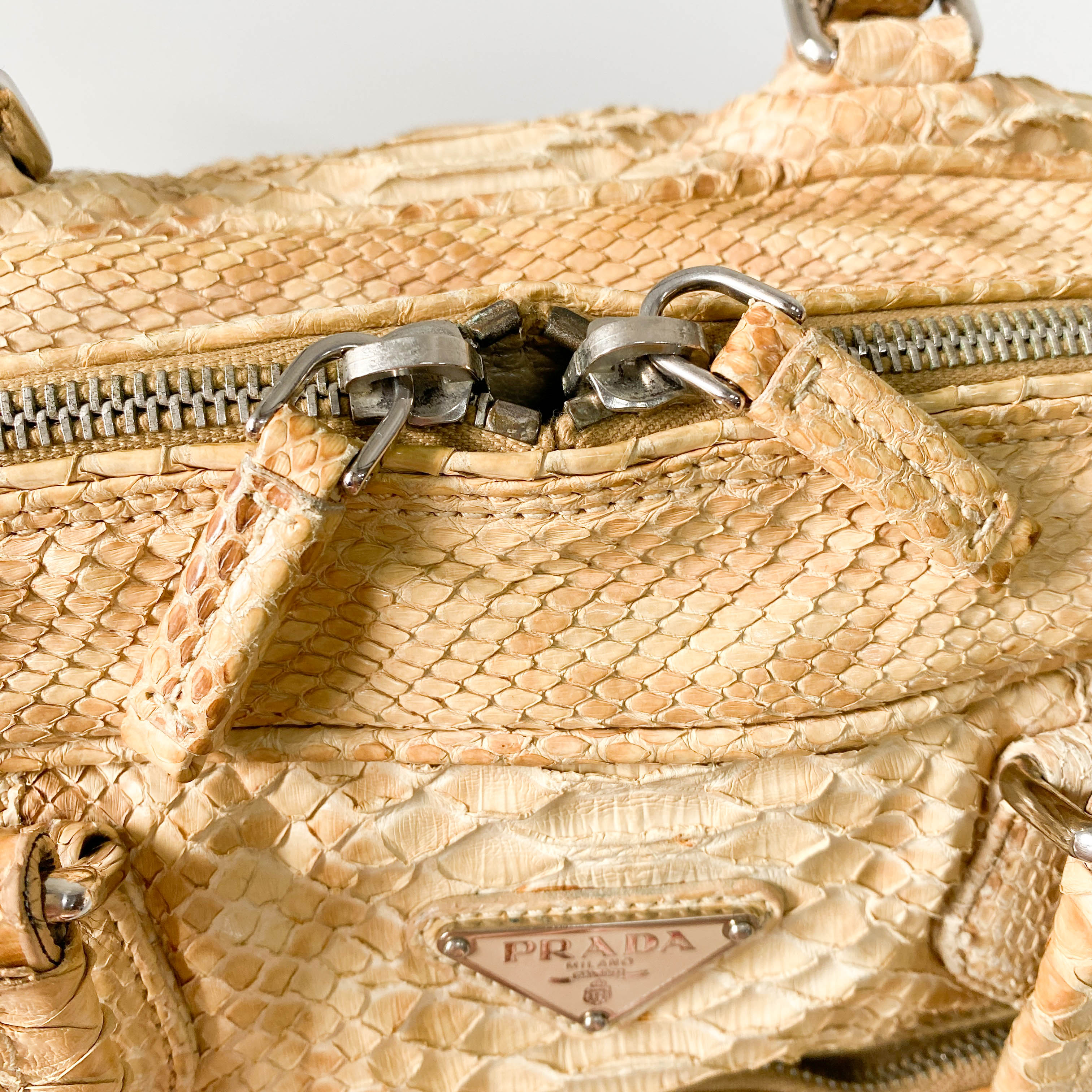 Yellow Python Embossed Leather Shoulder Bag