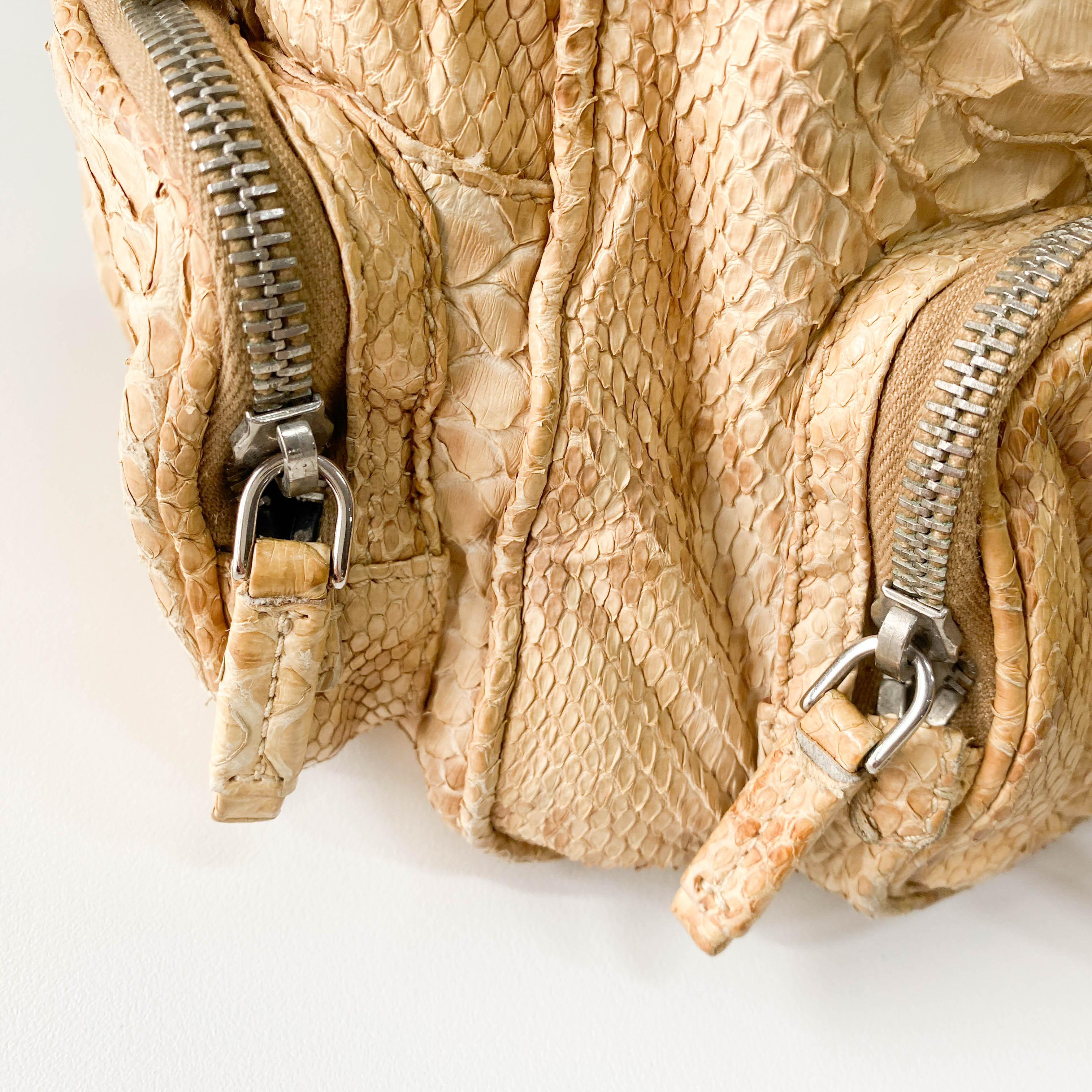 Yellow Python Embossed Leather Shoulder Bag
