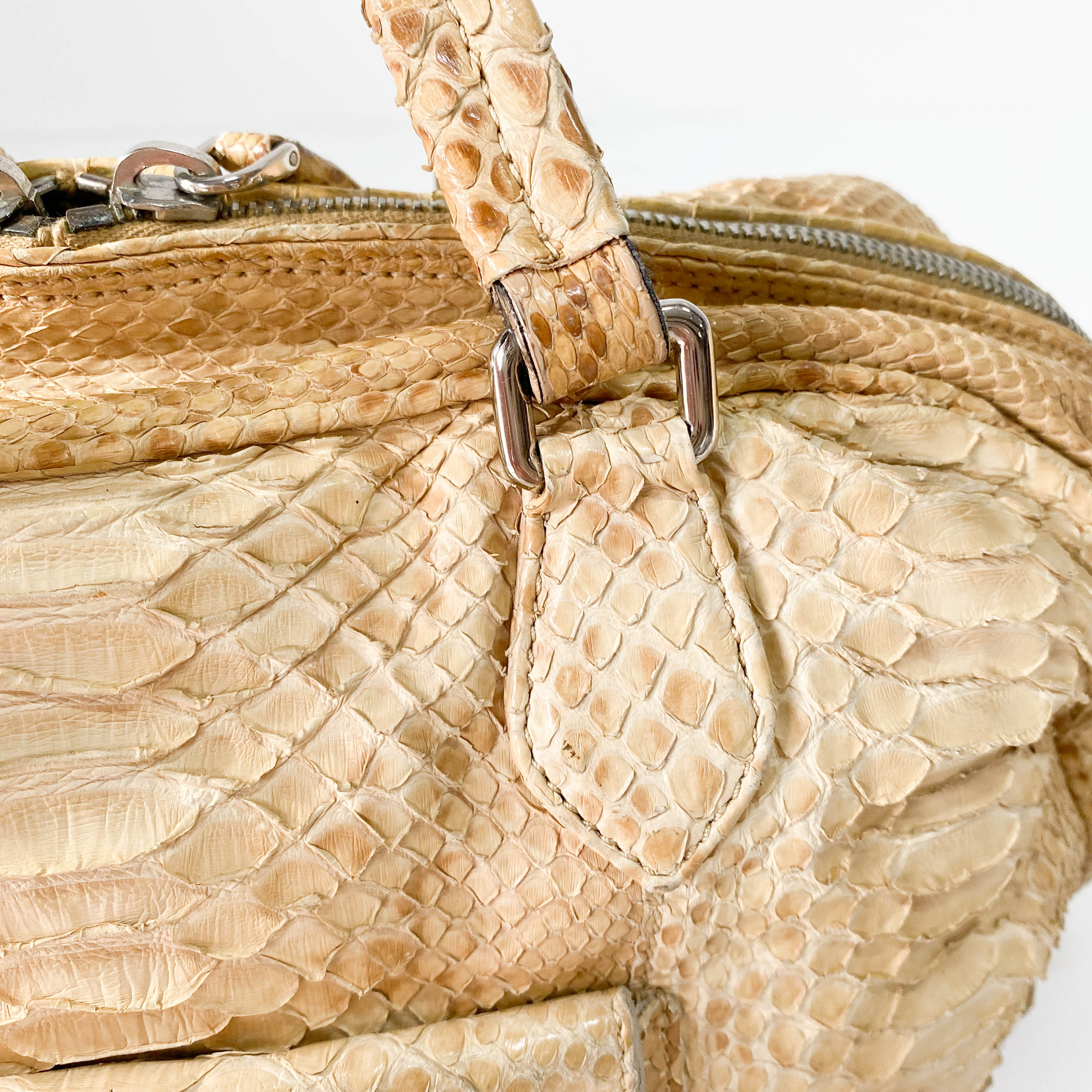Yellow Python Embossed Leather Shoulder Bag