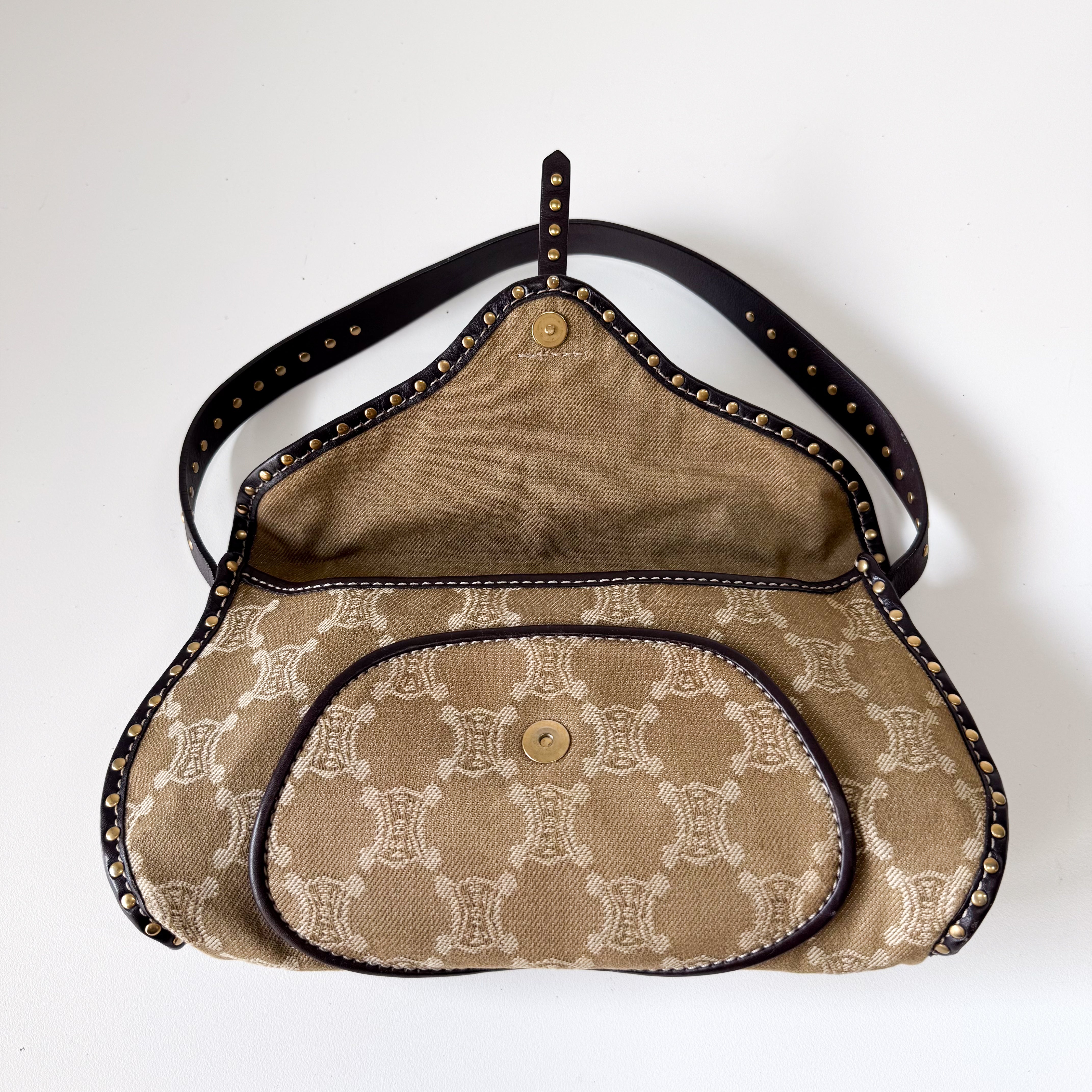 Macadam Triomphe Canvas Beige Shoulder Bag