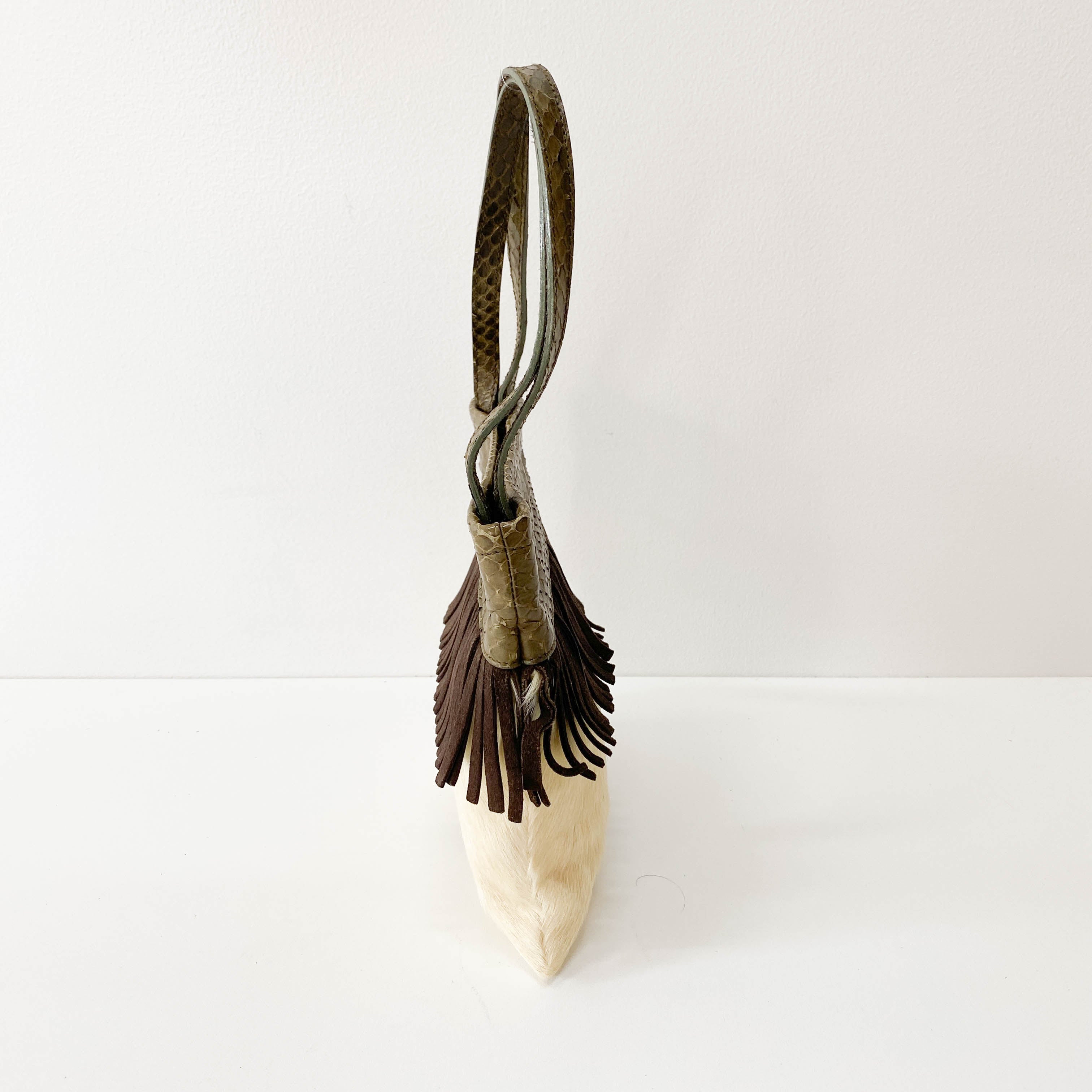 Archive Python Embossed Pony Hair Hand Bag