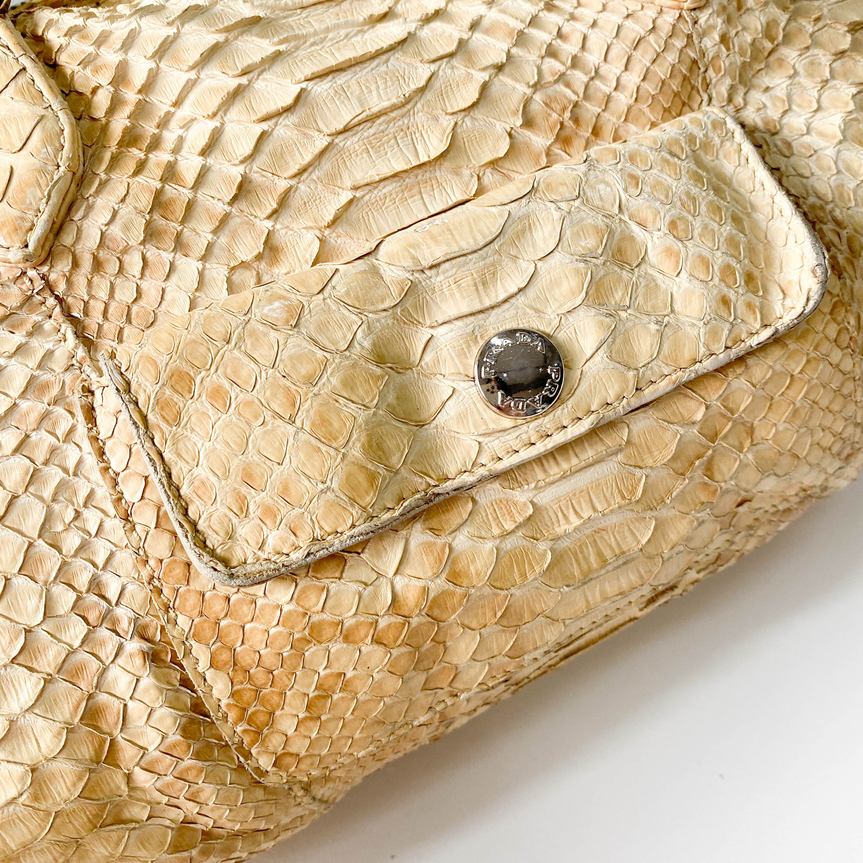 Yellow Python Embossed Leather Shoulder Bag
