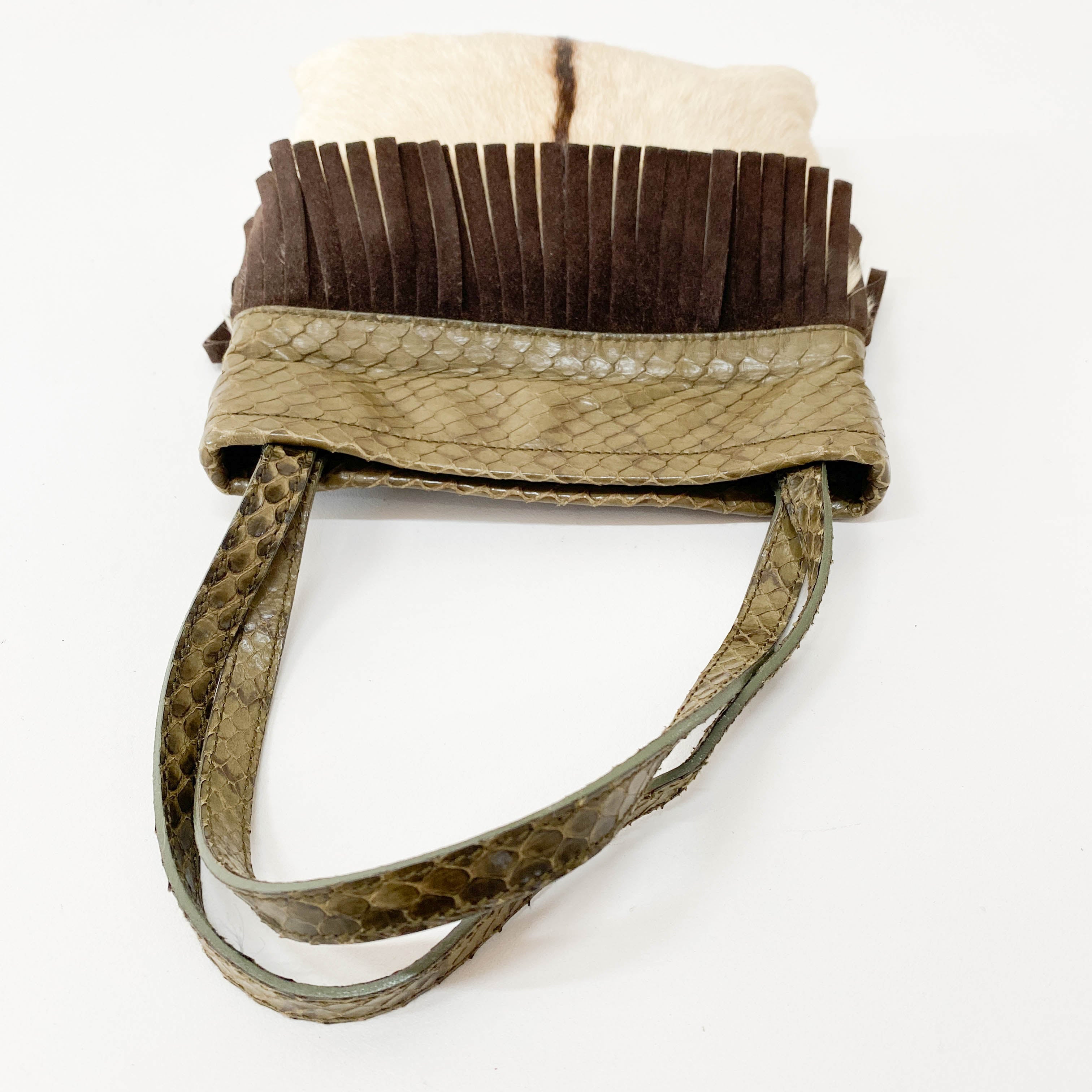 Archive Python Embossed Pony Hair Hand Bag