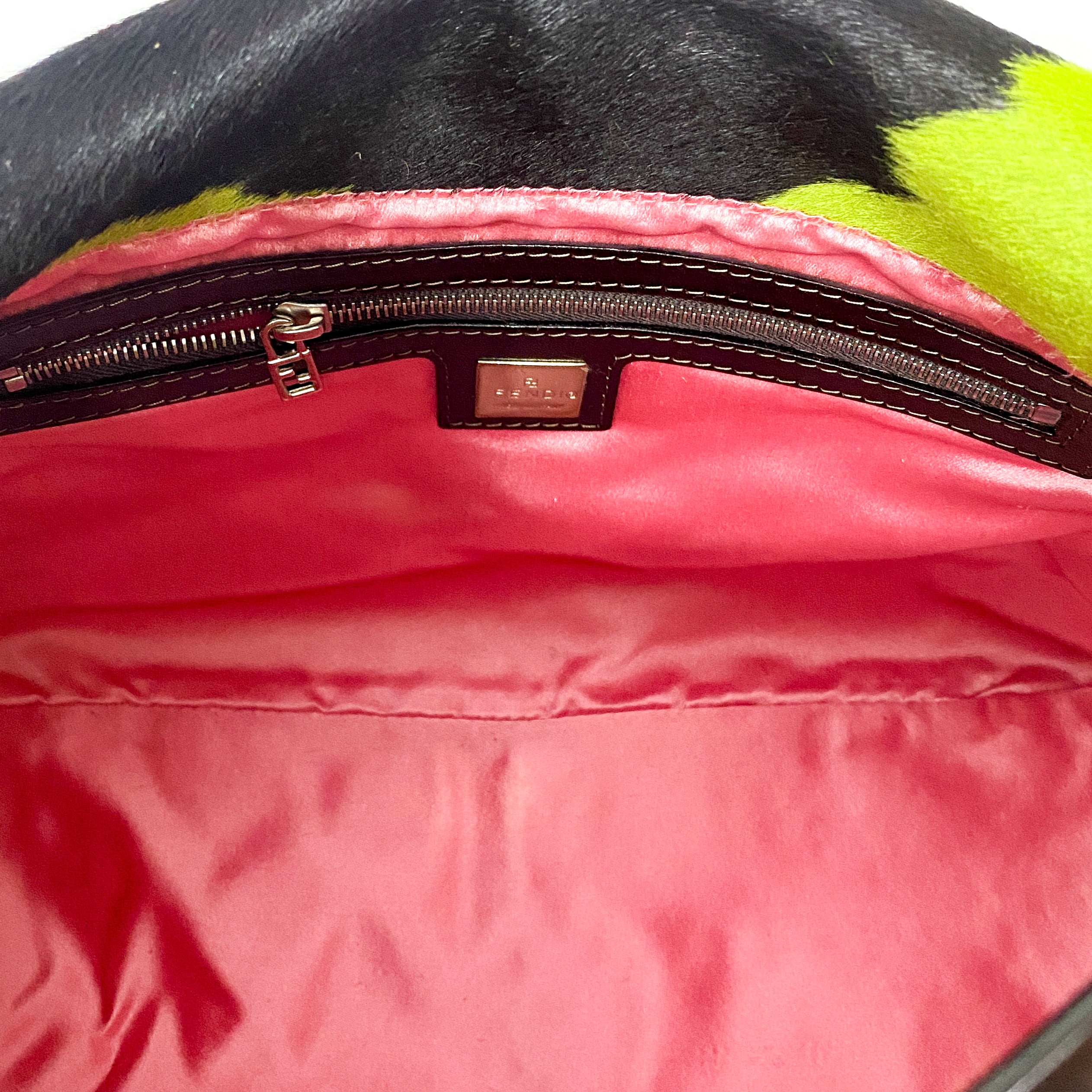 Mamma Baguette Green Cow Hide Pony Hair Shoulder Bag