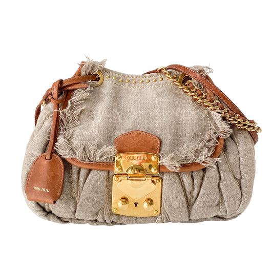 Grey Cotton Shoulder Bag