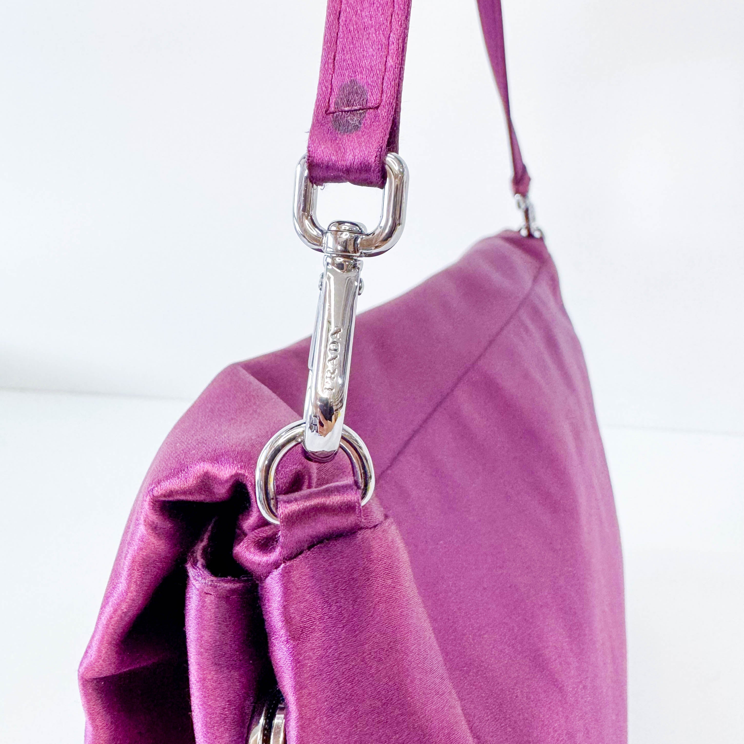 Purple Satin Shoulder Bag