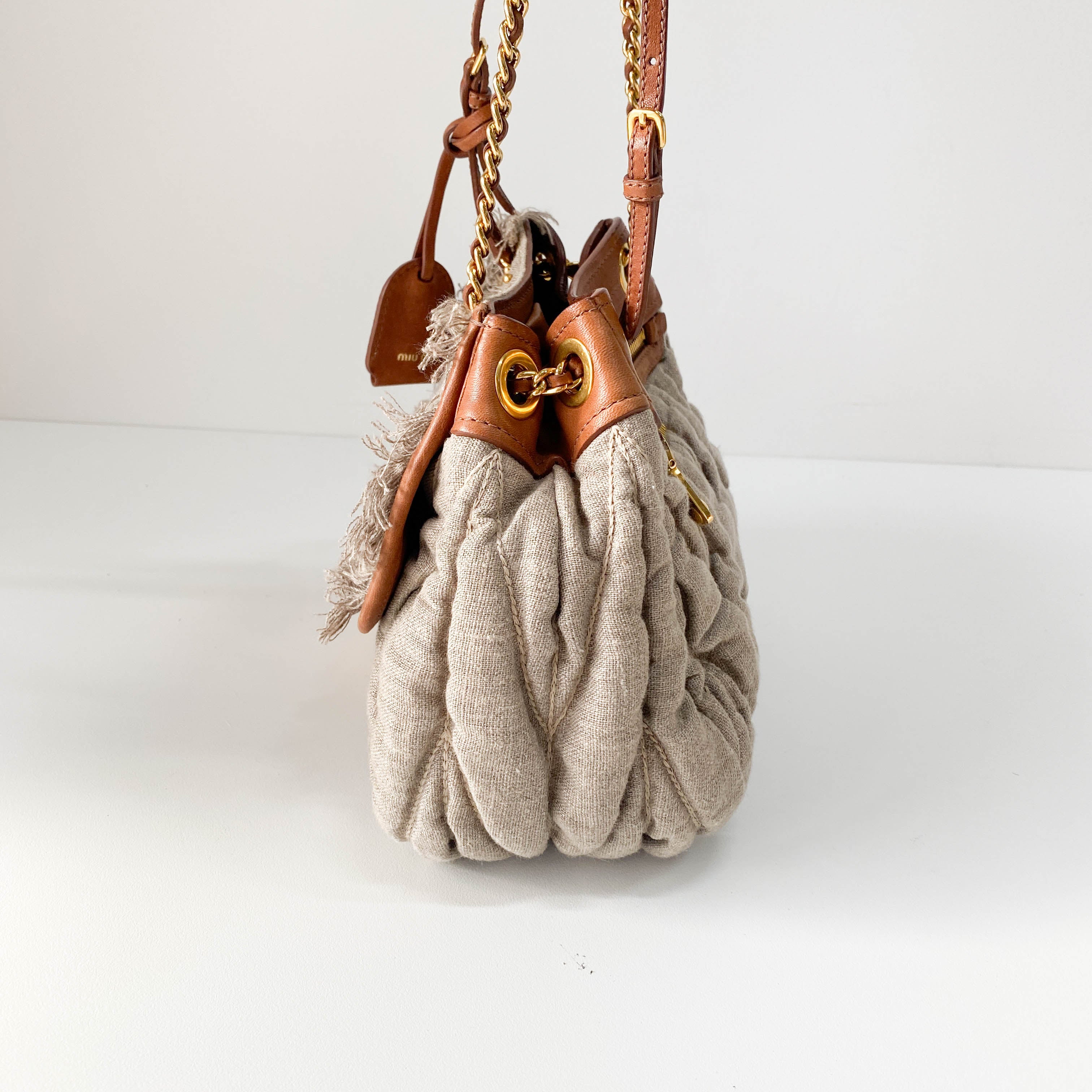 Grey Cotton Shoulder Bag